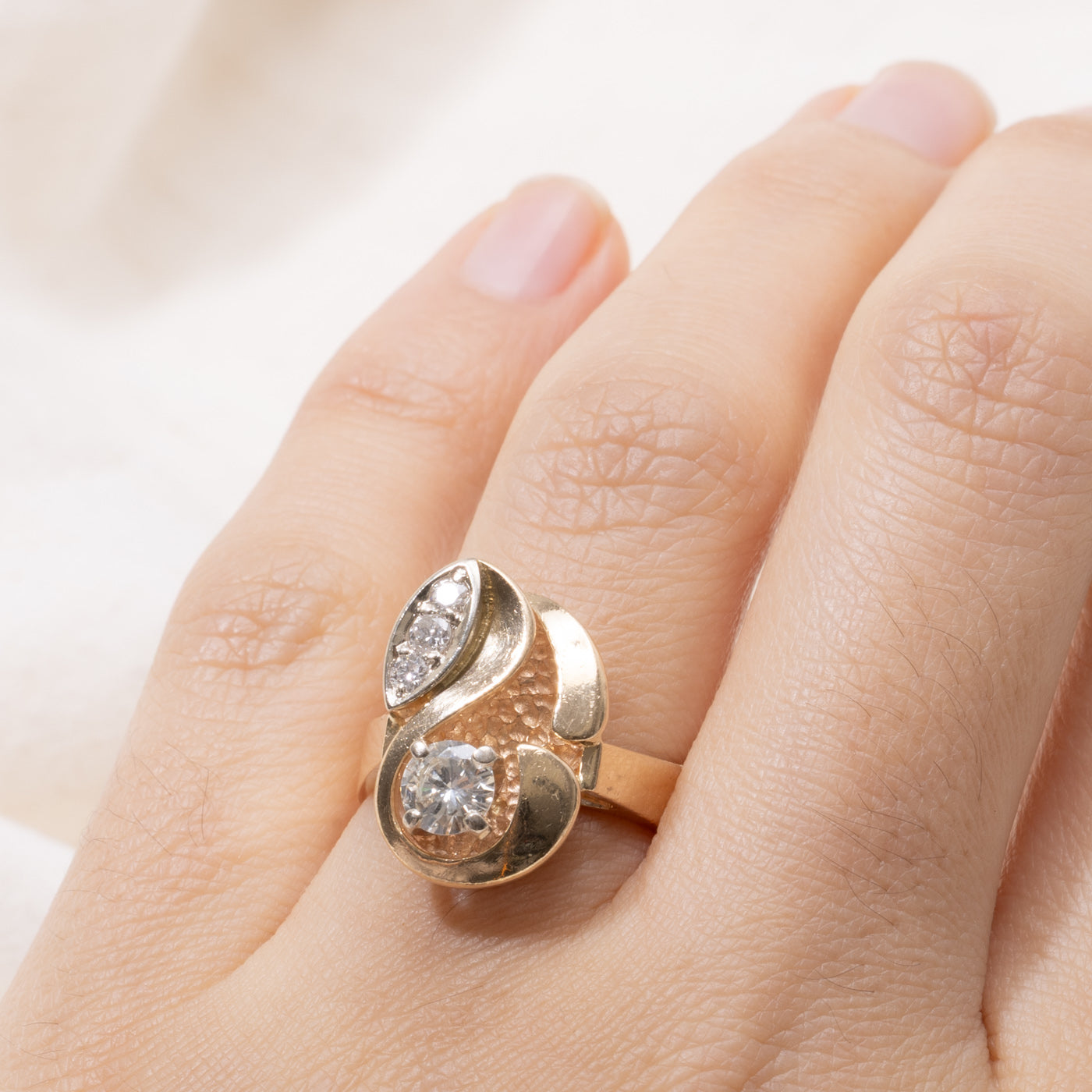 14k Diamond Abstract Cocktail Ring | 0.63ctw | SZ 6.75