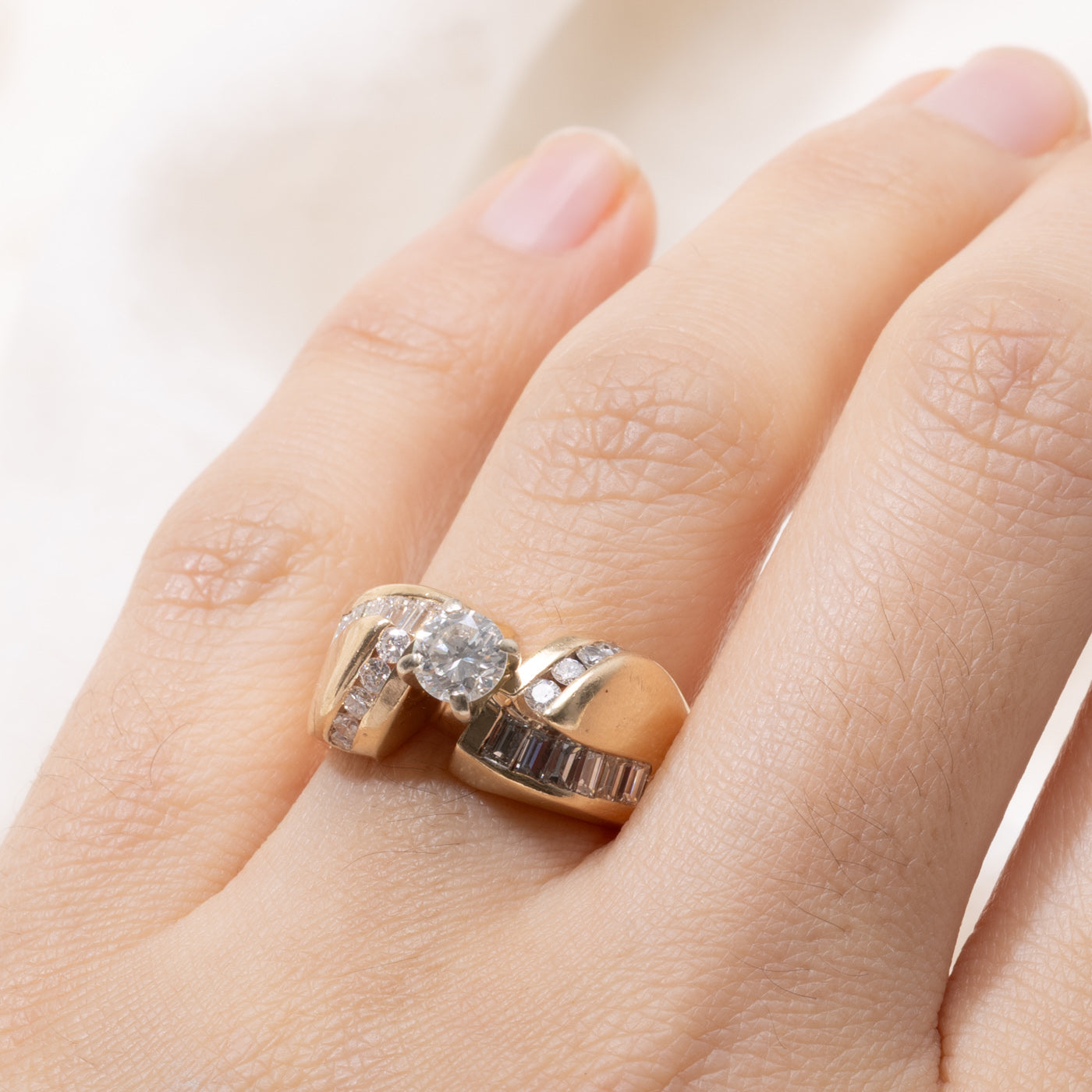 14k High Set Diamond Geometric Ring | 0.42ct SI2 G/H, 0.55ctw | SZ 7.5