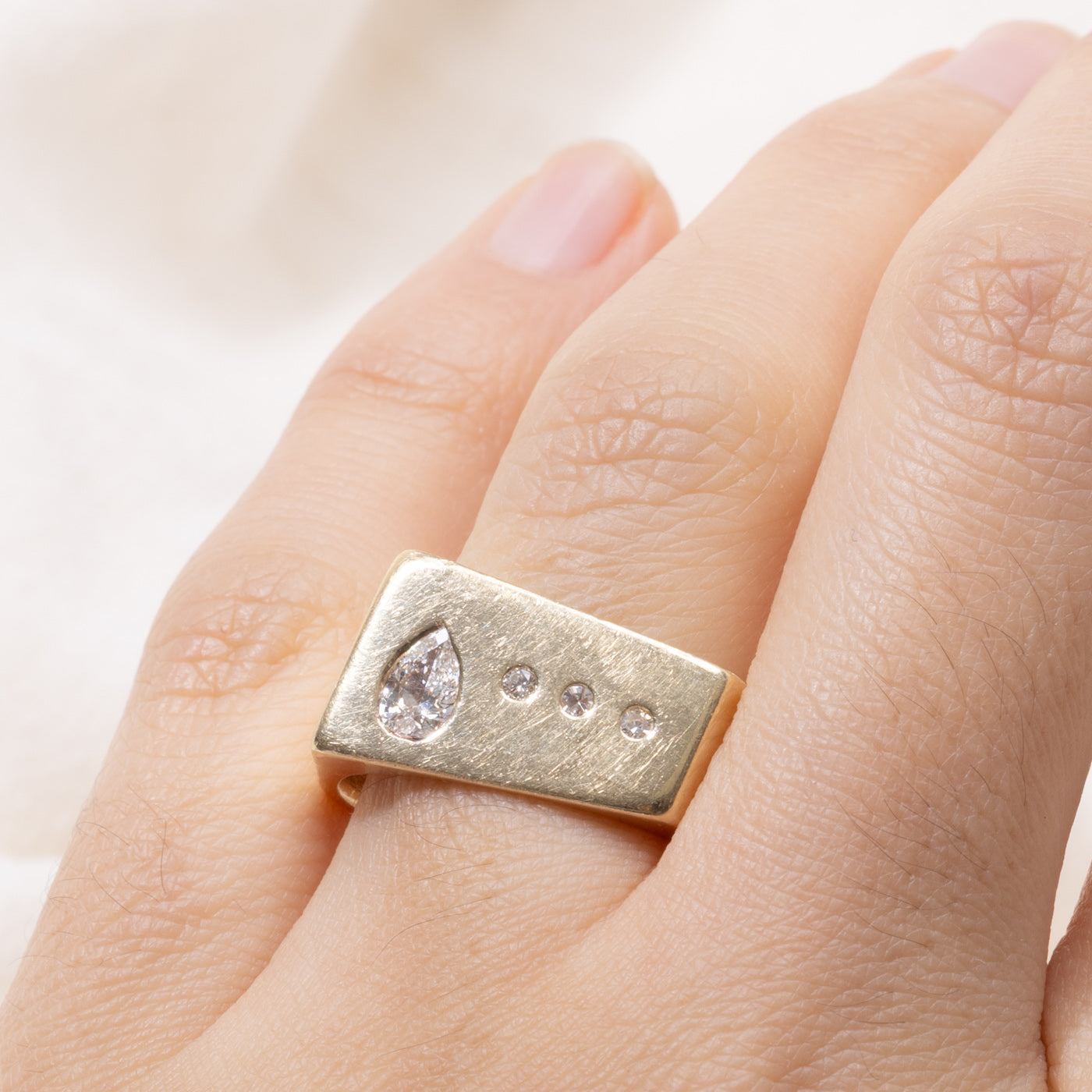 14k Flush Set Multi Cut Diamond Angled Band | 0.35ctw | SZ 9.75