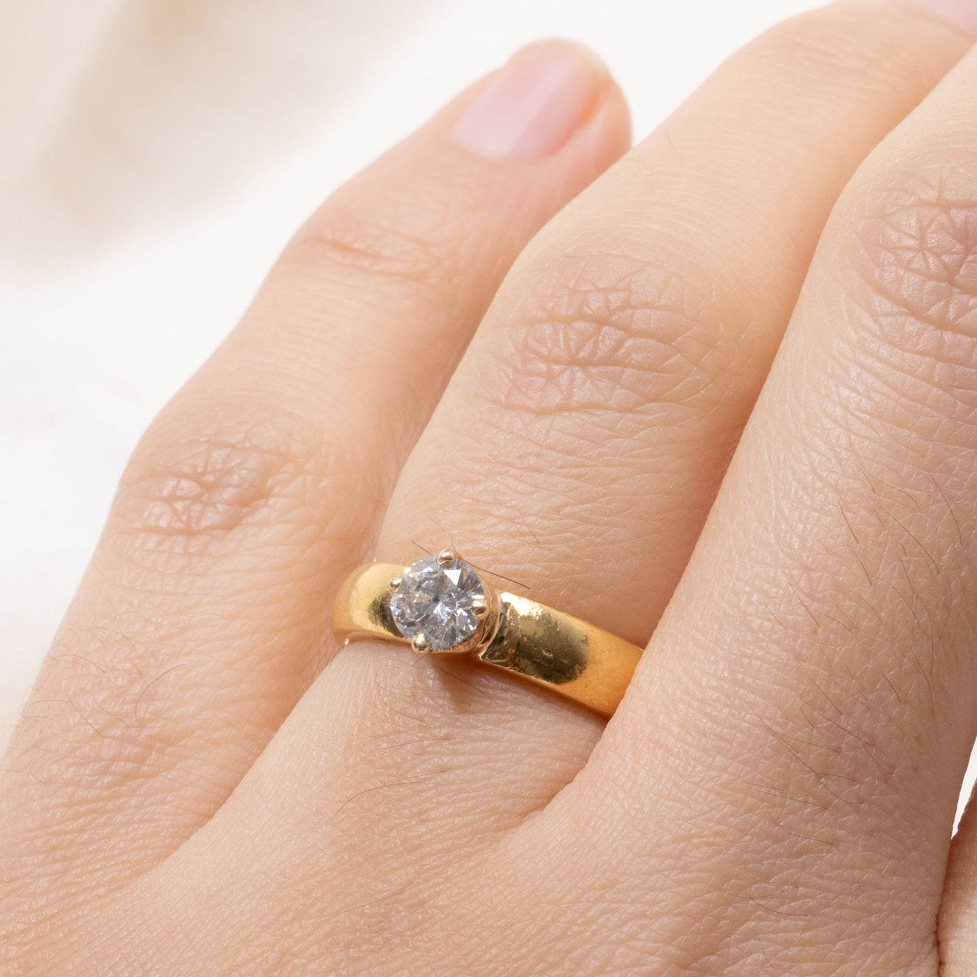 22k Solitaire Diamond Chunky Band Ring | 0.47ct I1 G/H | SZ 4.5