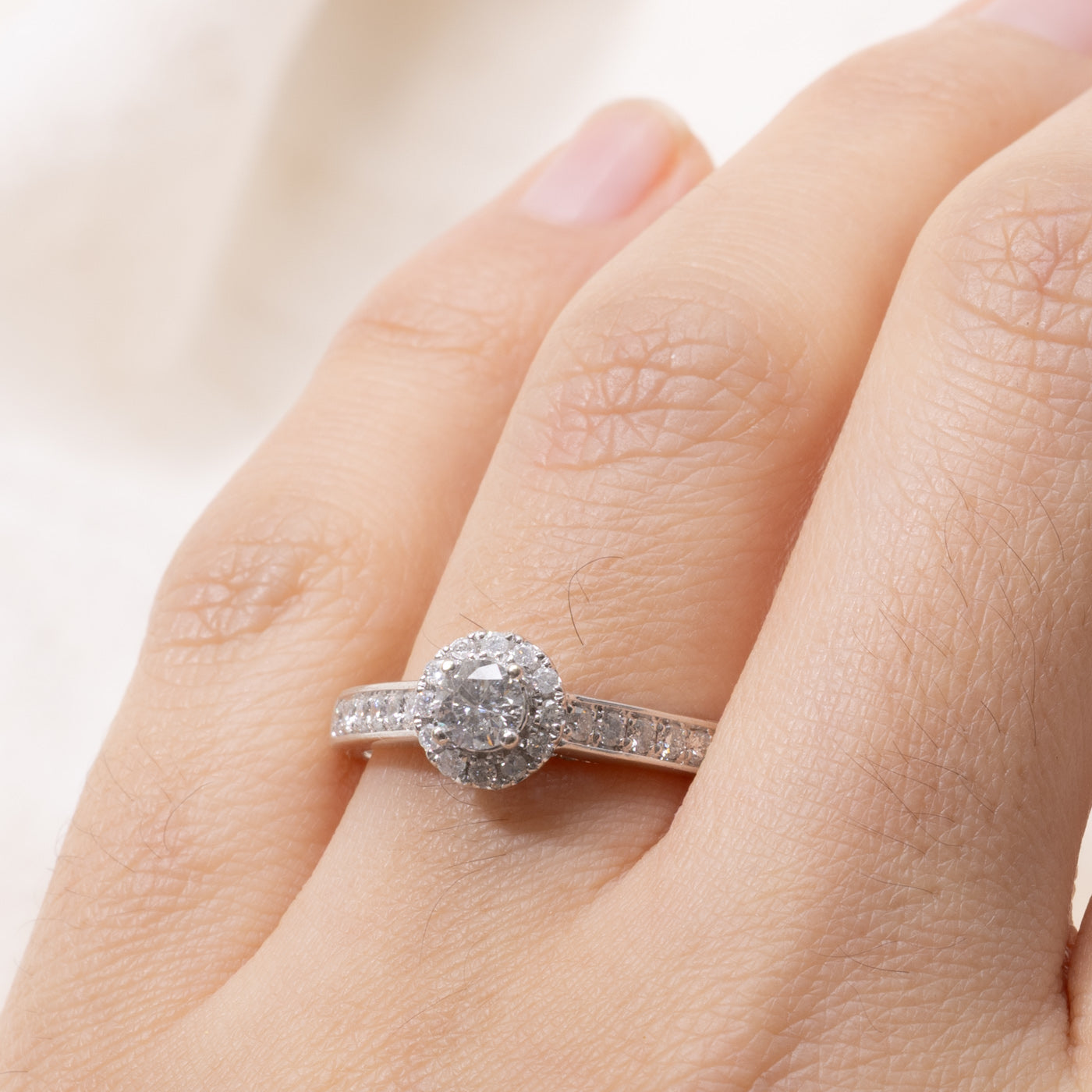 14k Diamond Halo Ring | 0.30ct I2 H, 0.33ctw | SZ 9