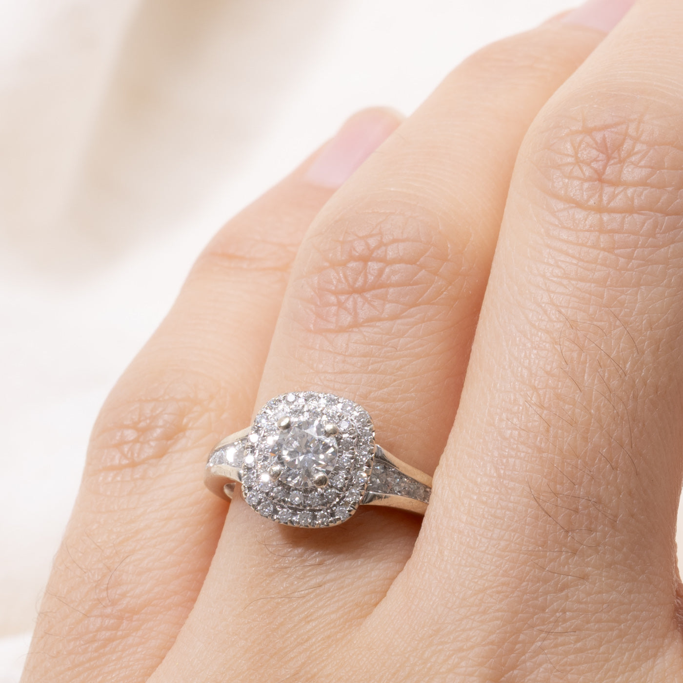 14k Diamond Double Halo Ring | 0.50ct SI2 H/I, 0.25ctw | SZ 6.5