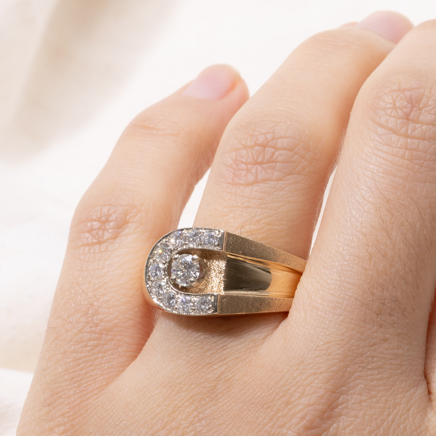 14k Diamond "C" Initial Signet Ring | 0.89ctw | SZ 10