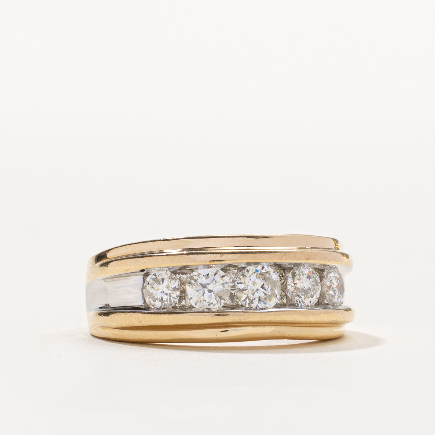 14k Five Stone Diamond Grooved Chunky Band | 0.62ctw | SZ 10.5