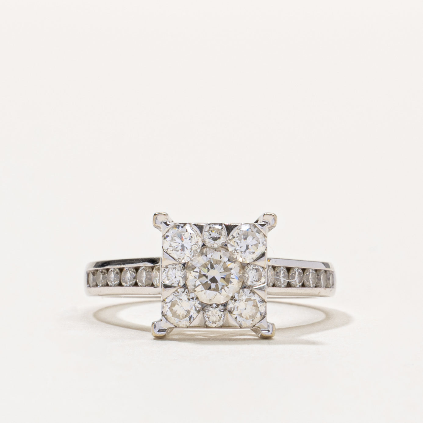 14k Diamond Square Cluster Ring | 0.75ctw | SZ 5.25