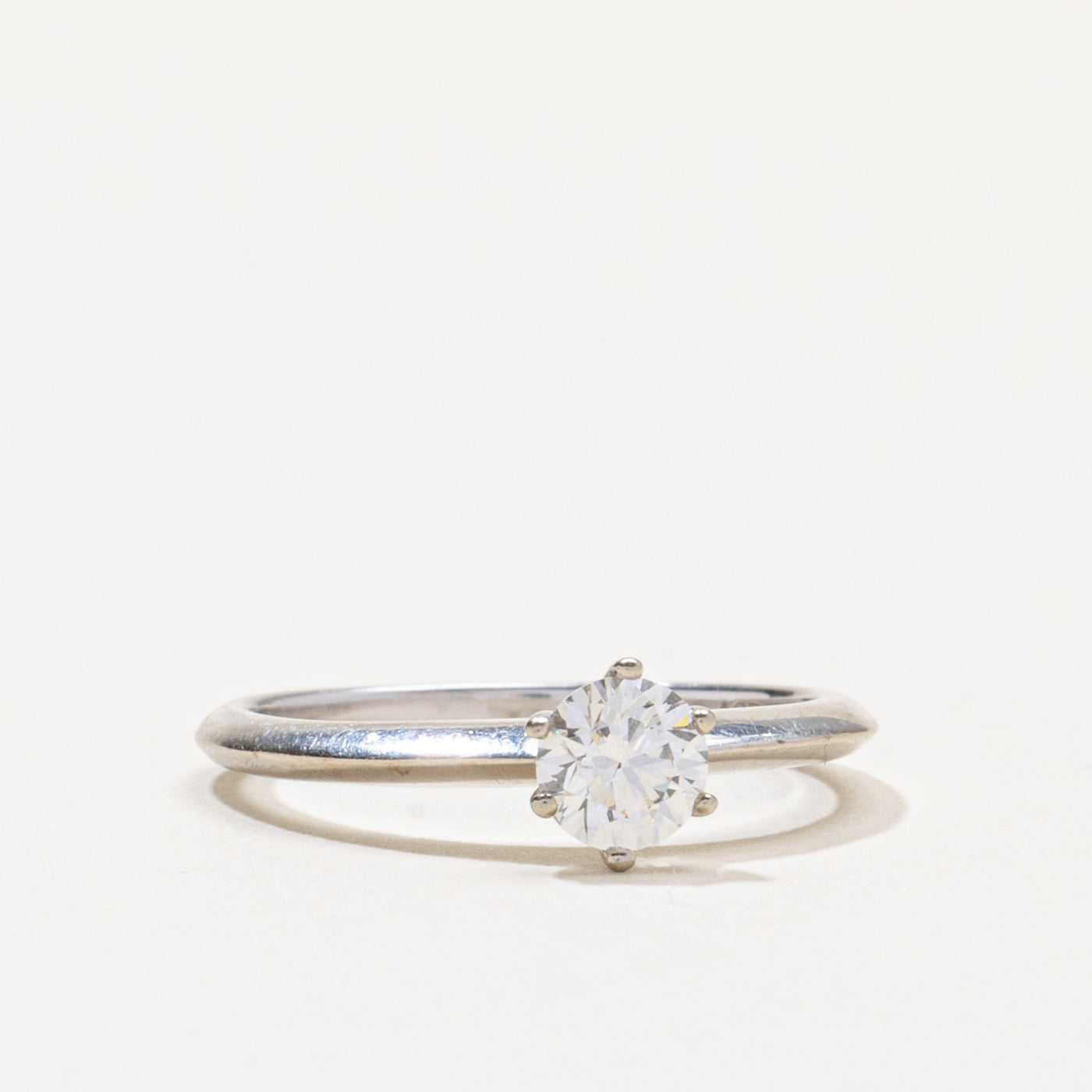 14k Six Prong Round Brilliant Cut Diamond Ring | 0.48ct VS2 H/I | SZ 6.75