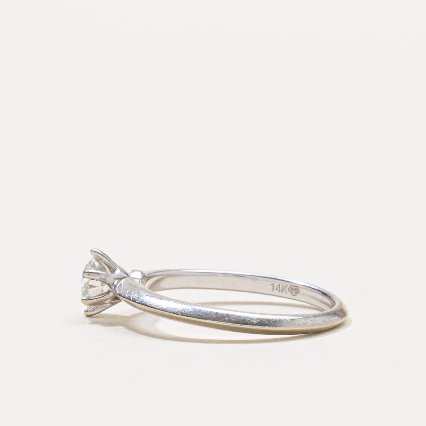 14k Six Prong Round Brilliant Cut Diamond Ring | 0.48ct VS2 H/I | SZ 6.75