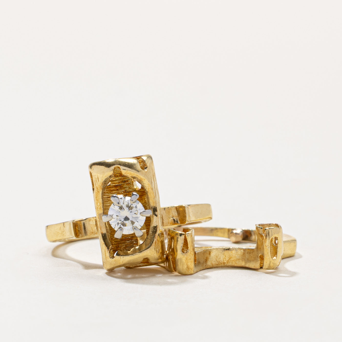 18k Diamond Geometric Wedding Ring Set | 0.32ct VS1 G/H | SZ 5
