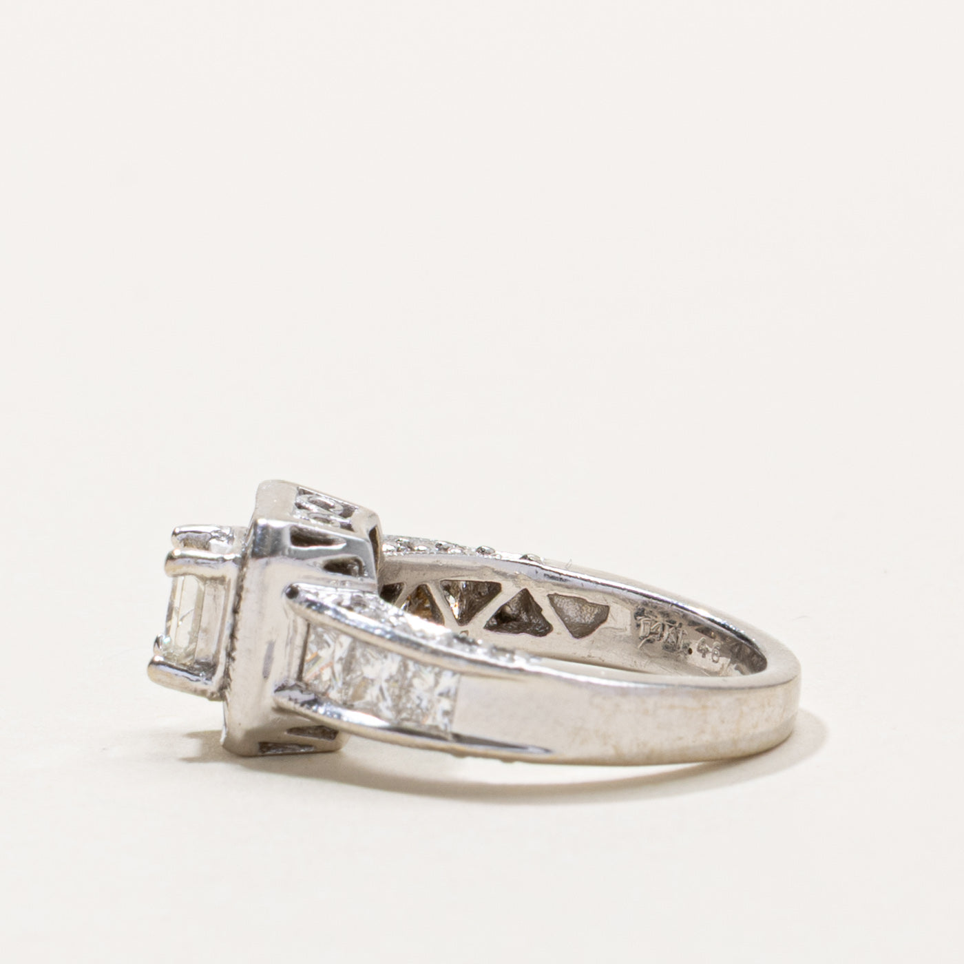 14k Princess Cut Diamond Halo Ring | 0.47ct I2 J/K, 1.62ctw | SZ 4.5