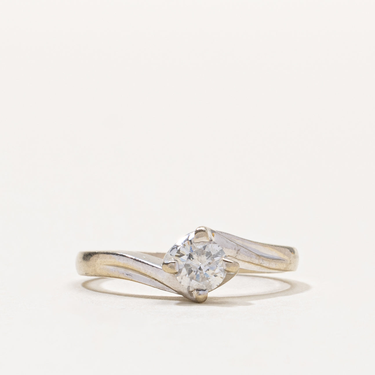 14k Solitaire Diamond Petite Bypass Ring | 0.24ct I2 G/H | SZ 3.5