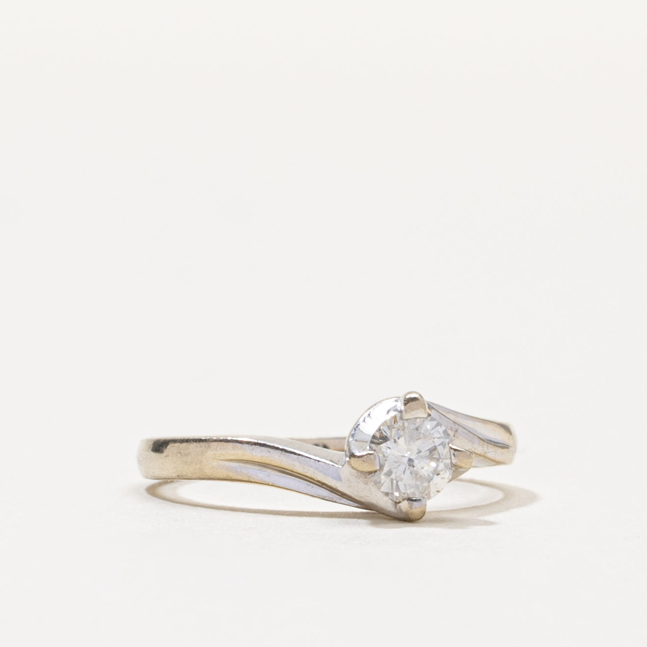 14k Solitaire Diamond Petite Bypass Ring | 0.24ct I2 G/H | SZ 3.5