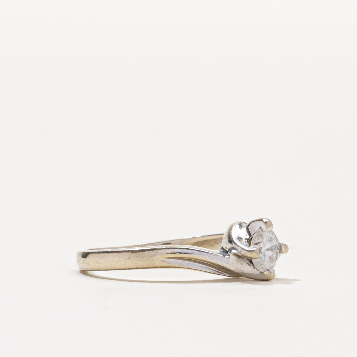 14k Solitaire Diamond Petite Bypass Ring | 0.24ct I2 G/H | SZ 3.5