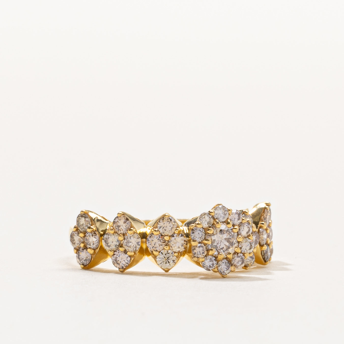 18k Diamond Floral Multi Cluster Ring | 1.00ctw | SZ 6.5