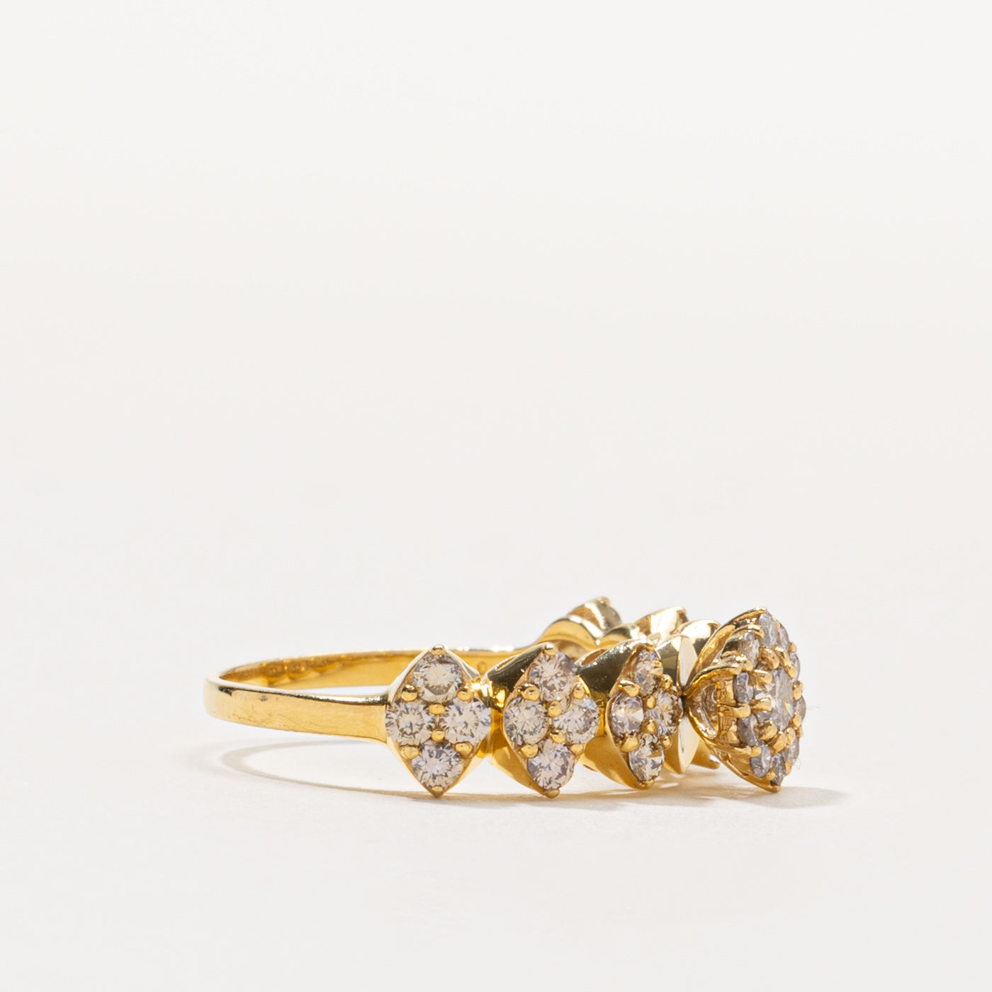 18k Diamond Floral Multi Cluster Ring | 1.00ctw | SZ 6.5
