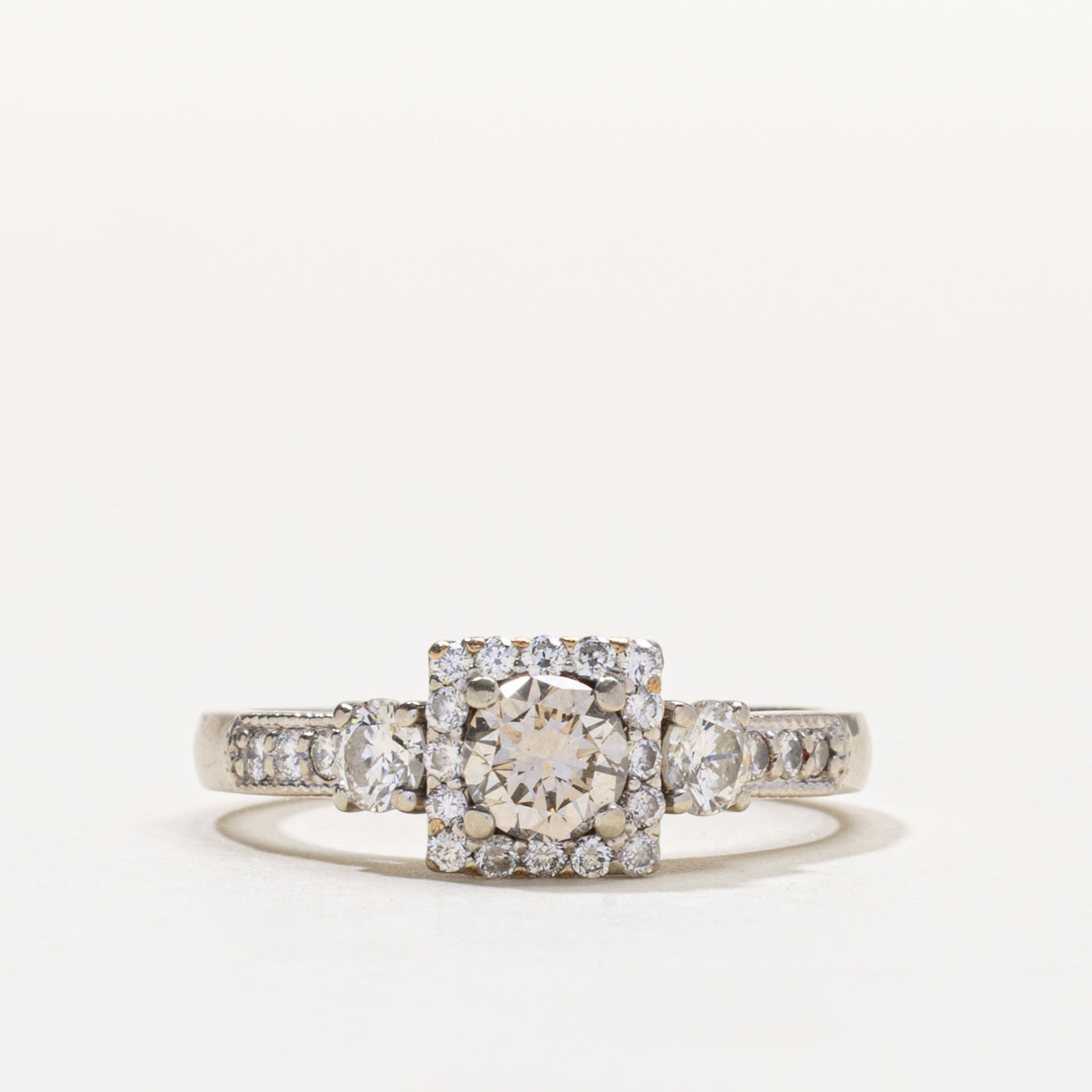14k Diamond Square Halo Ring | 0.50ct SI1 K, 0.45ctw | SZ 8.5
