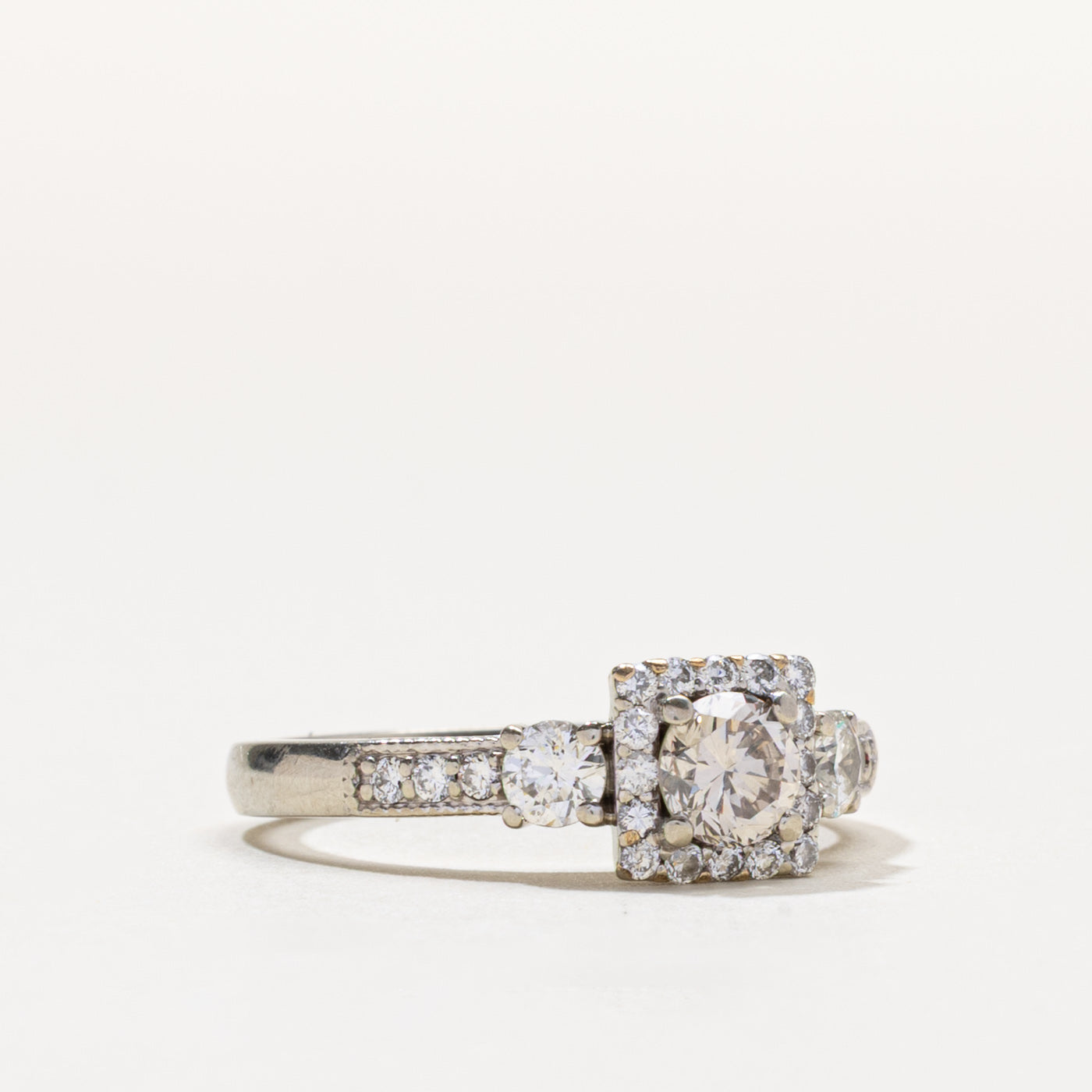 14k Diamond Square Halo Ring | 0.50ct SI1 K, 0.45ctw | SZ 8.5