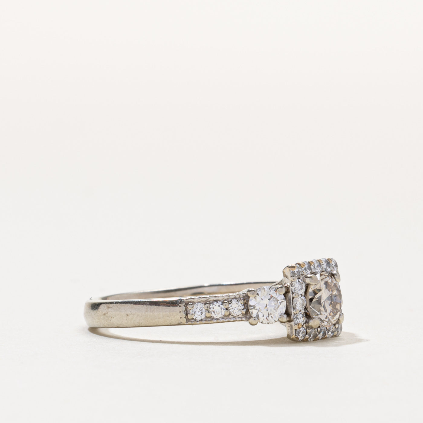 14k Diamond Square Halo Ring | 0.50ct SI1 K, 0.45ctw | SZ 8.5