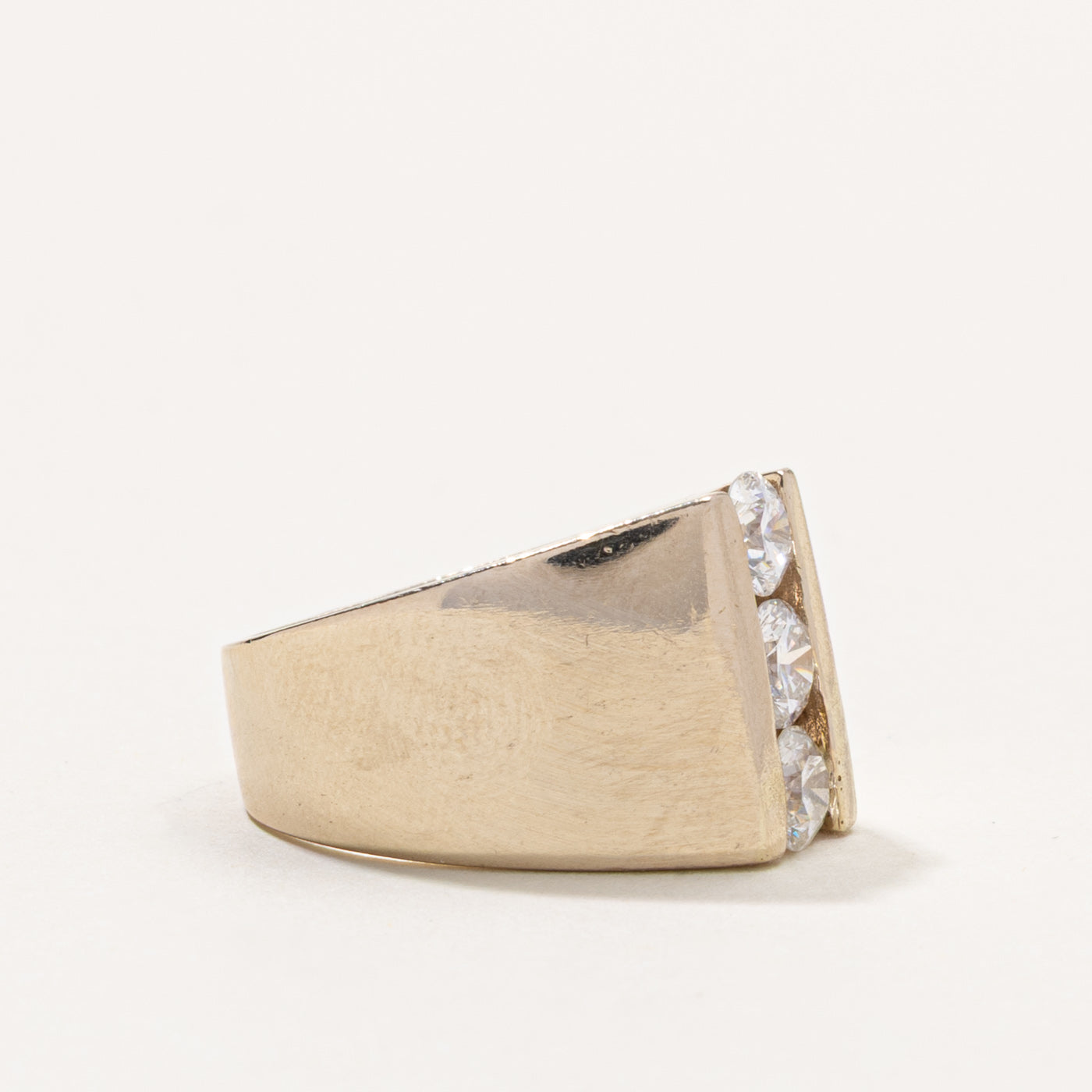 18k Three Stone Diamond Column Chunky Ring | 0.68ctw | SZ 6.25