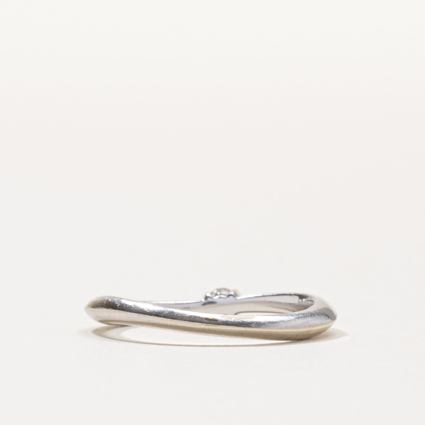 14k Semi Bezel Diamond Thin Wave Ring | 0.06ctw | SZ 6.75