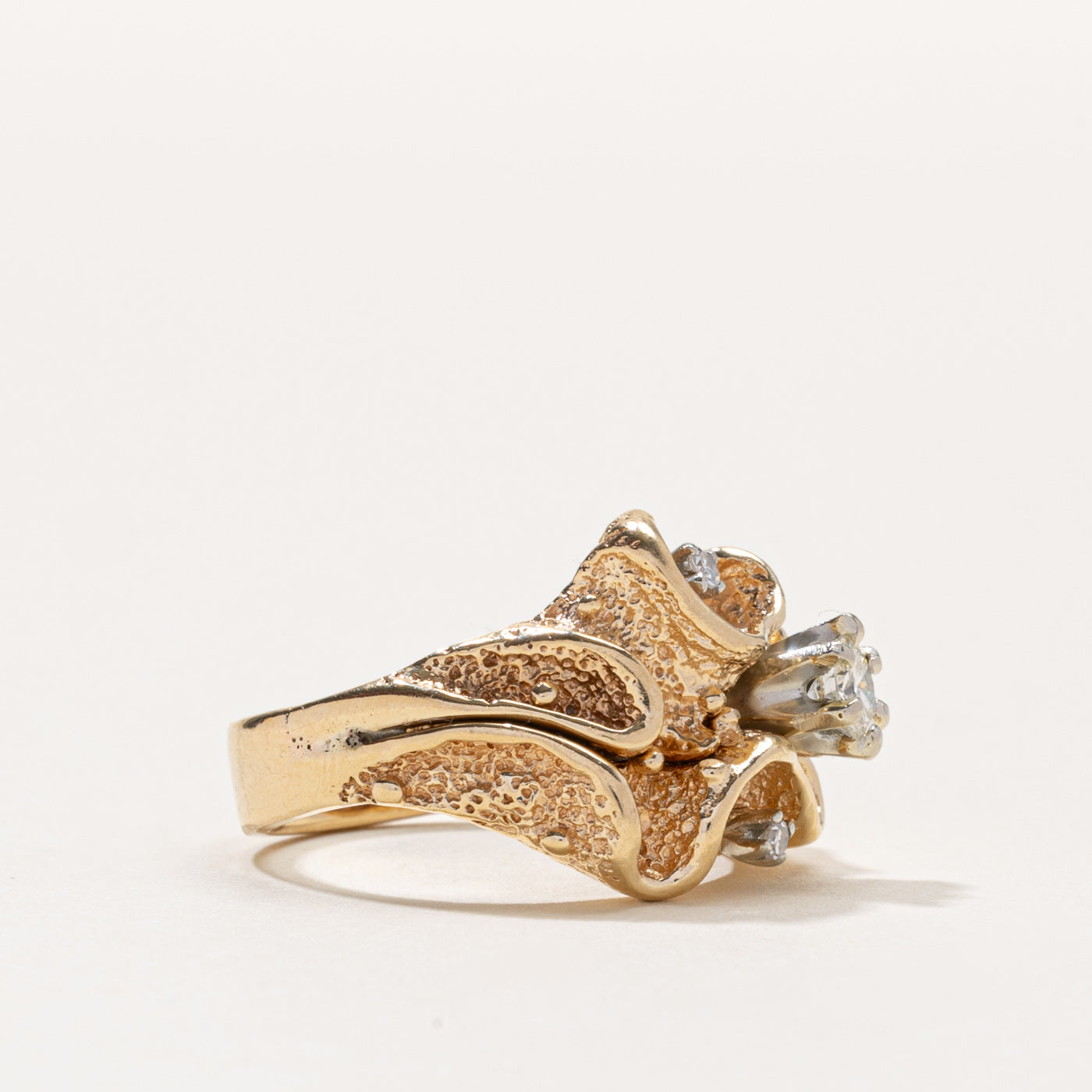 14k Scattered Diamond Organic Design Cocktail Ring | 0.33ctw | SZ 6.5