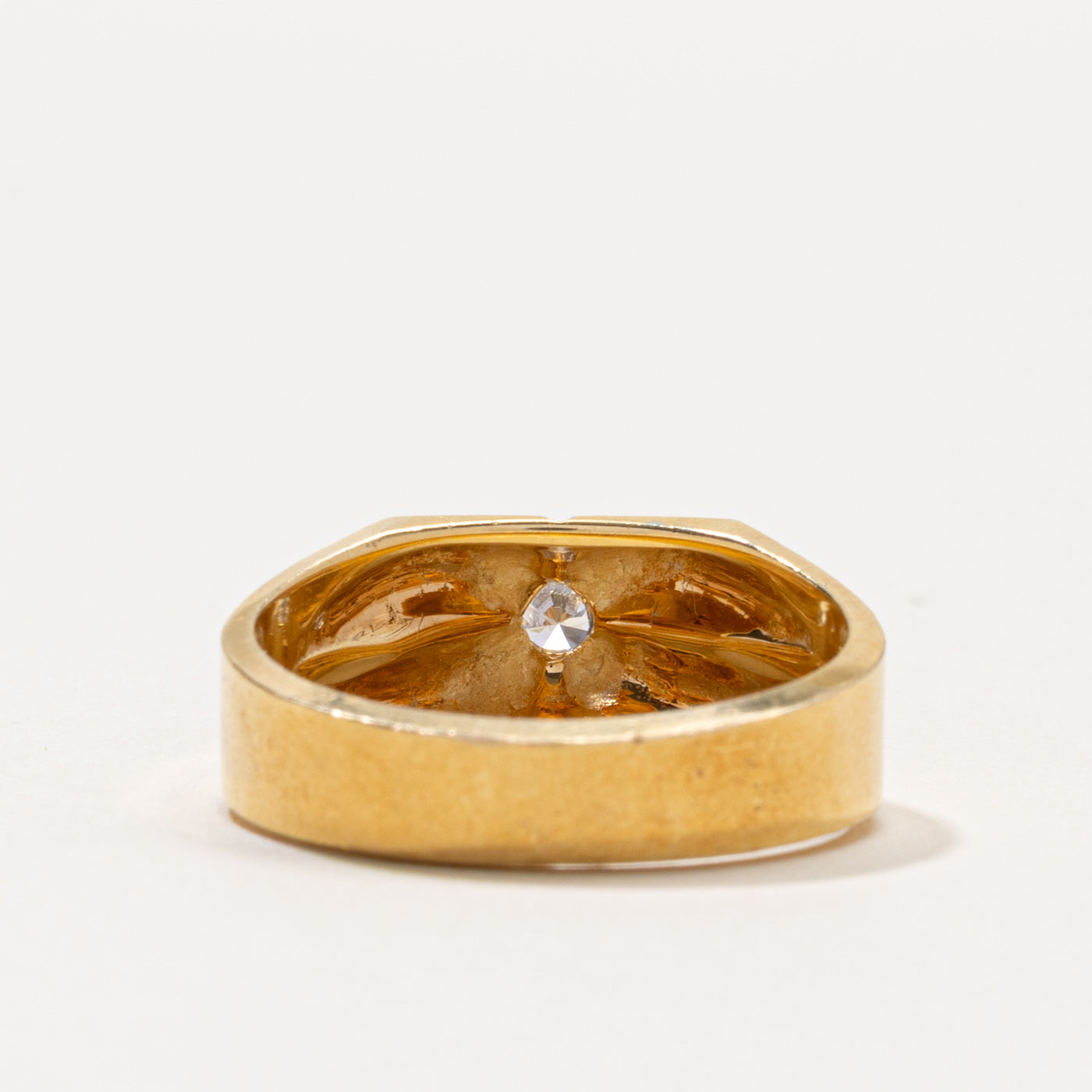 18k Round Brilliant Cut Diamond Grooved Ring | 0.24ct | SZ 9.5