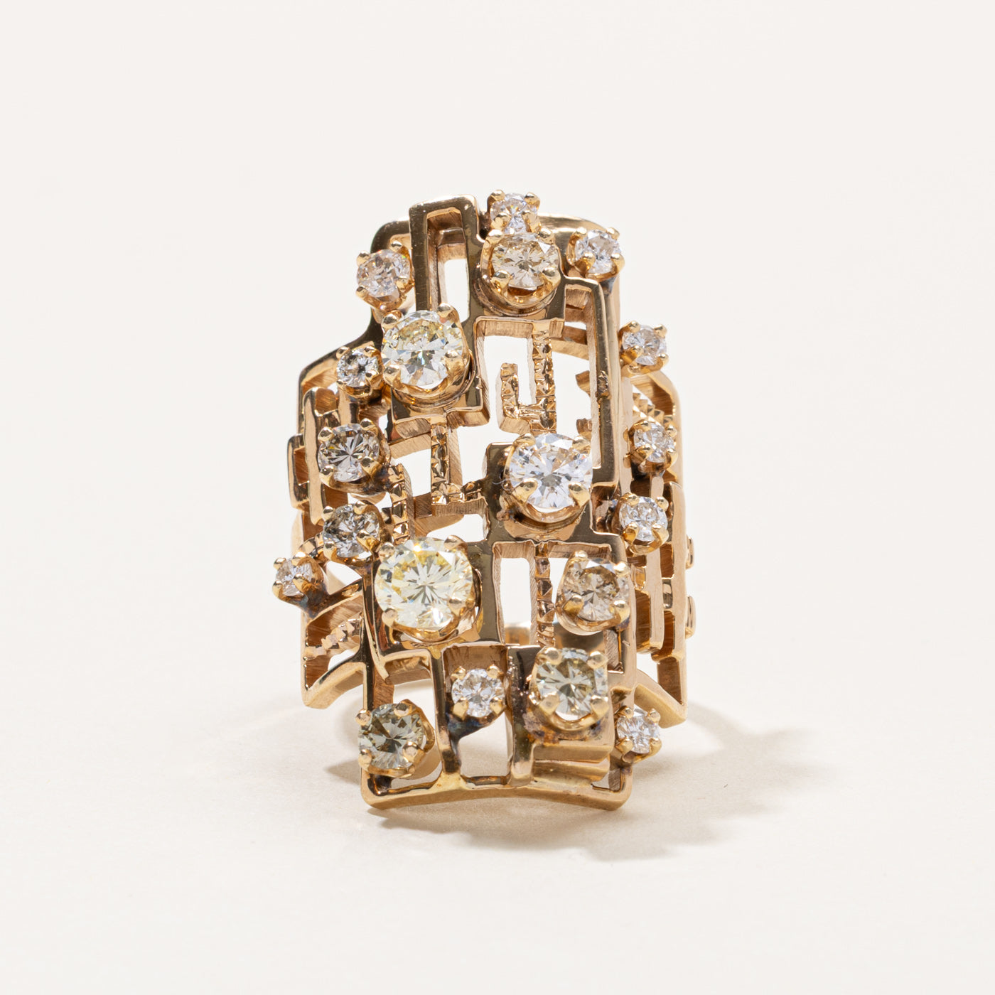 10k Diamond Cluster Geometric Cocktail Ring | 2.15ctw | SZ 7.75