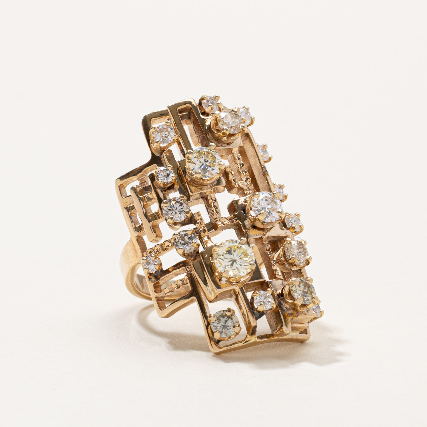 10k Diamond Cluster Geometric Cocktail Ring | 2.15ctw | SZ 7.75