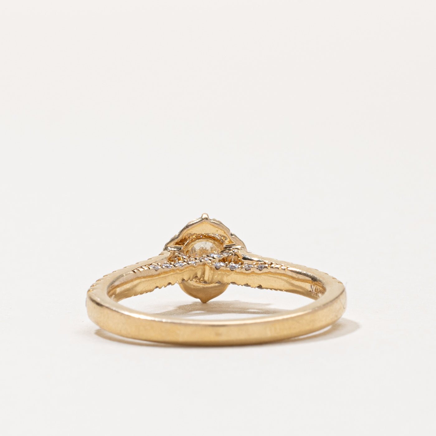 14k Modified Round Brilliant Cut Diamond Halo Ring | 0.60ctw | SZ 7