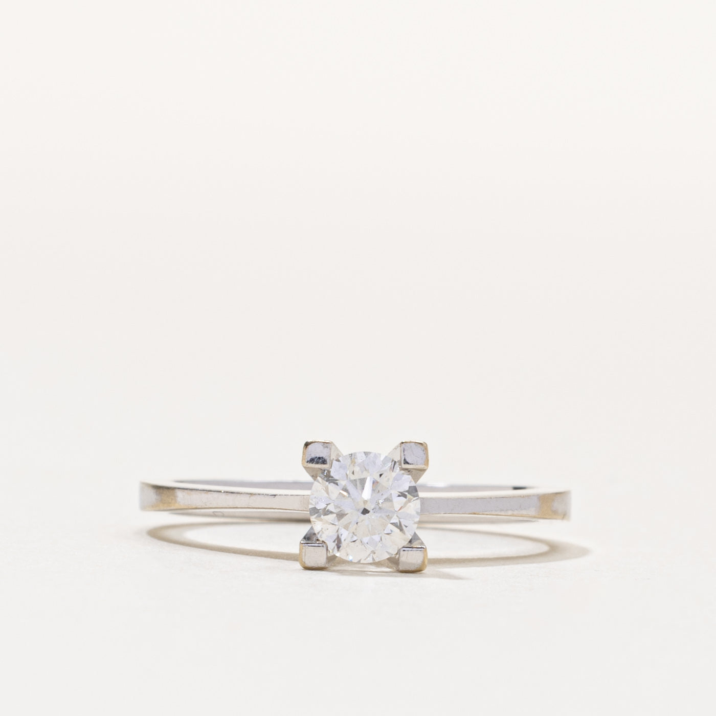 18k Round Brilliant Cut Solitaire Diamond Ring | 0.44ct I1/I2 F/G | SZ 6.5