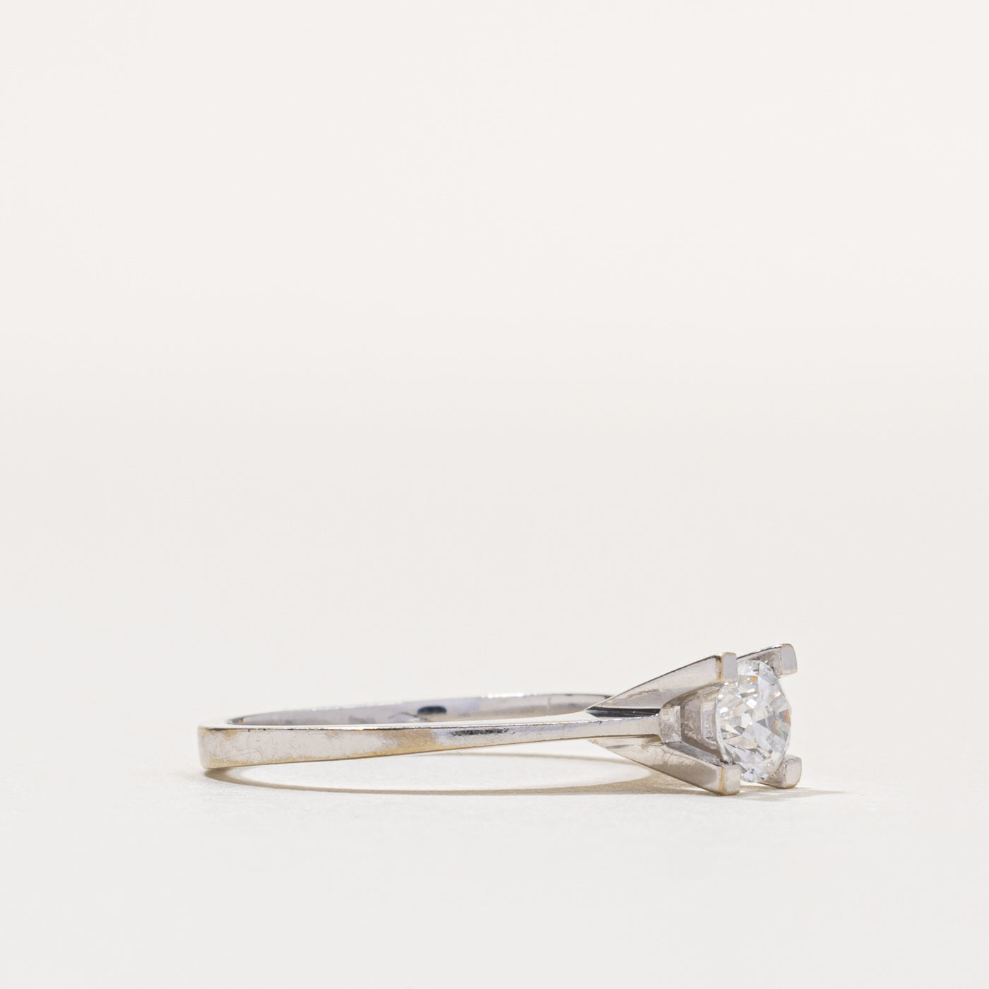 18k Round Brilliant Cut Solitaire Diamond Ring | 0.44ct I1/I2 F/G | SZ 6.5