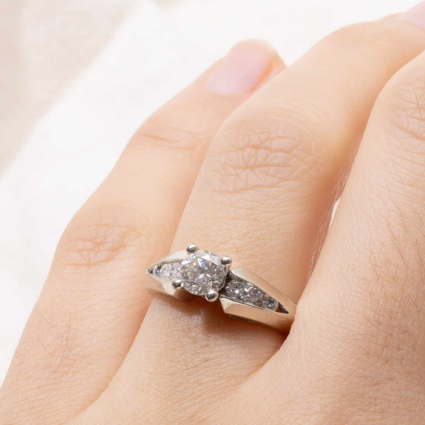 14k Diamond Accented Tapered Ring | 0.48ct SI2 J, 0.14ctw | SZ 6.25