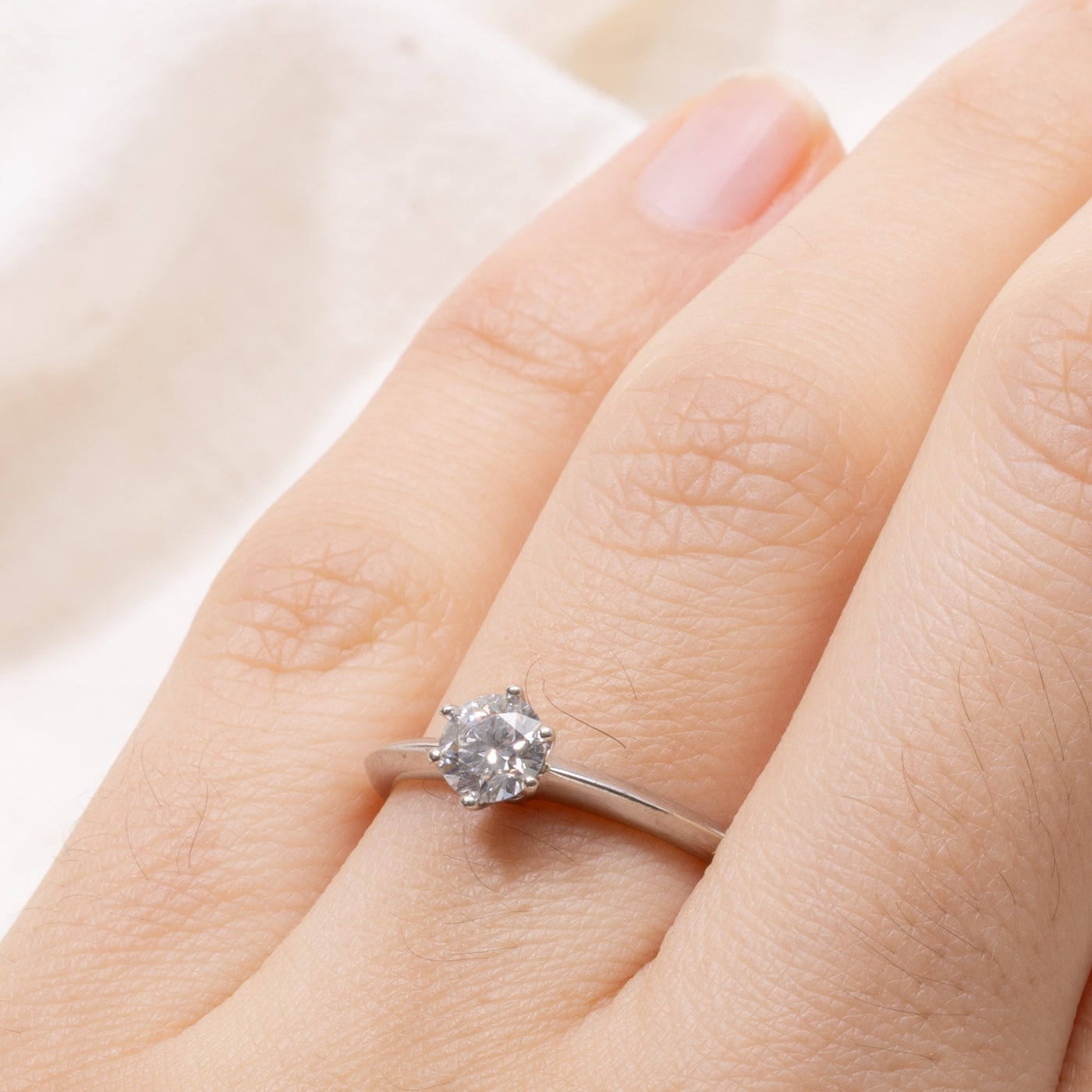 14k Six Prong Round Brilliant Cut Diamond Ring | 0.48ct VS2 H/I | SZ 6.75