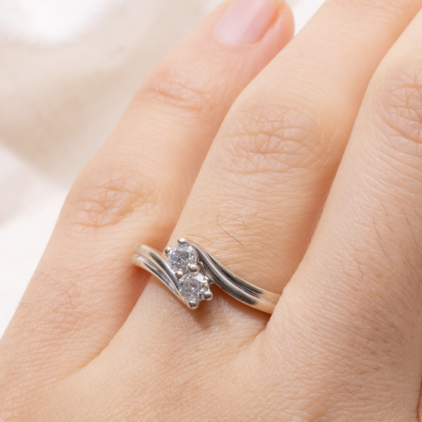 14k Two Stone Diamond Bypass Ring | 0.30ctw | SZ 8.5