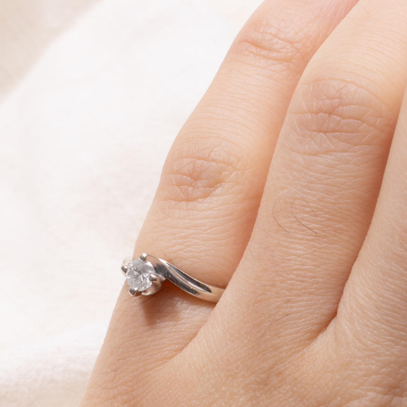 14k Solitaire Diamond Petite Bypass Ring | 0.24ct I2 G/H | SZ 3.5