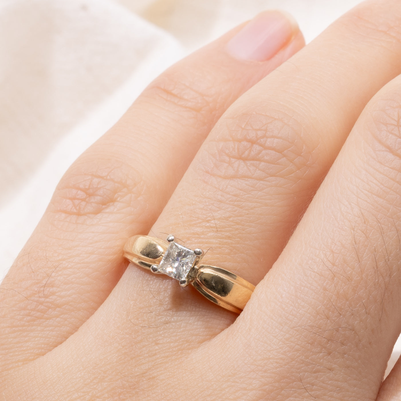 14k Princess Cut Solitaire Diamond Ring | 0.40ct VS1 I/J | SZ 7.25