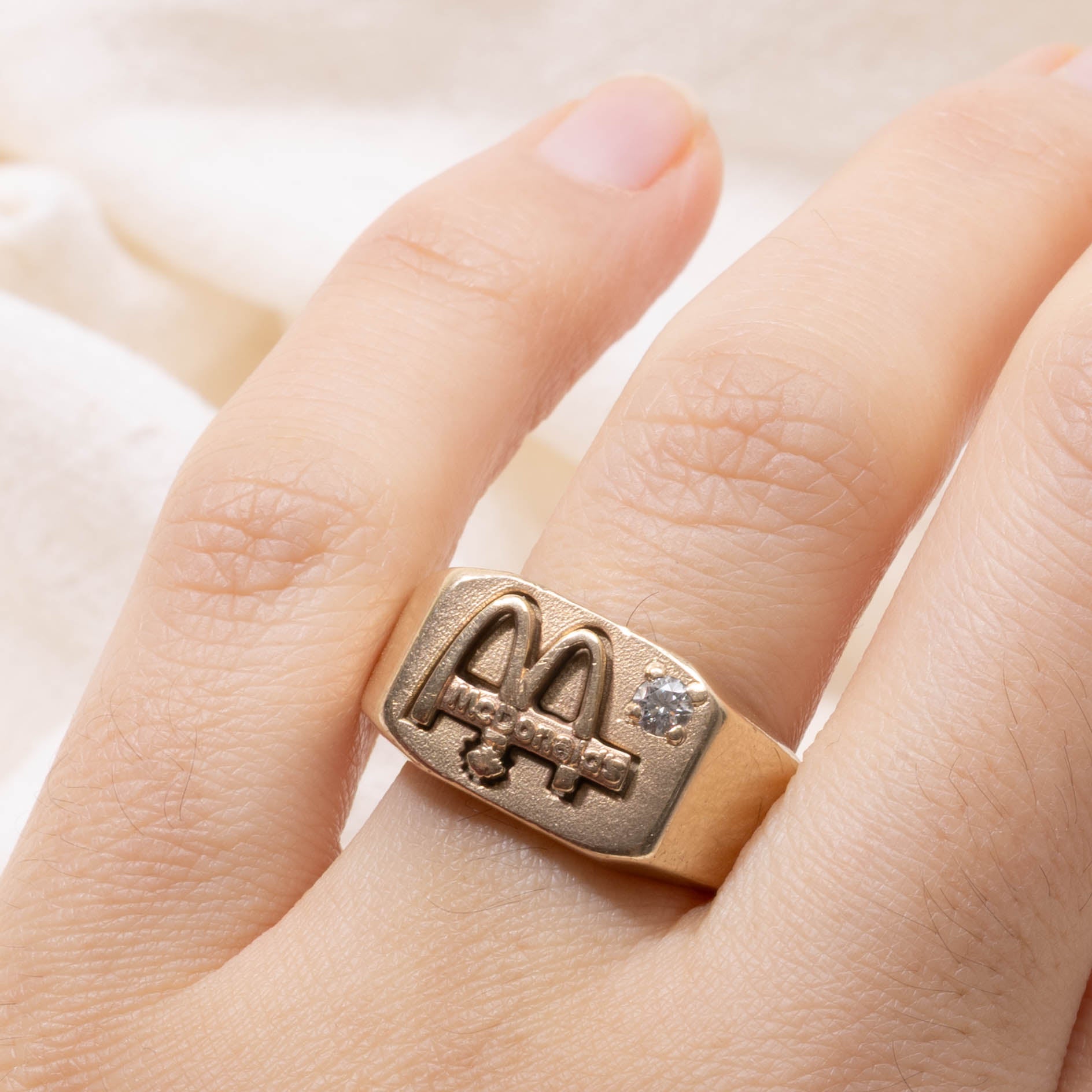10k Diamond McDonald's Signet Ring | SZ 9.75