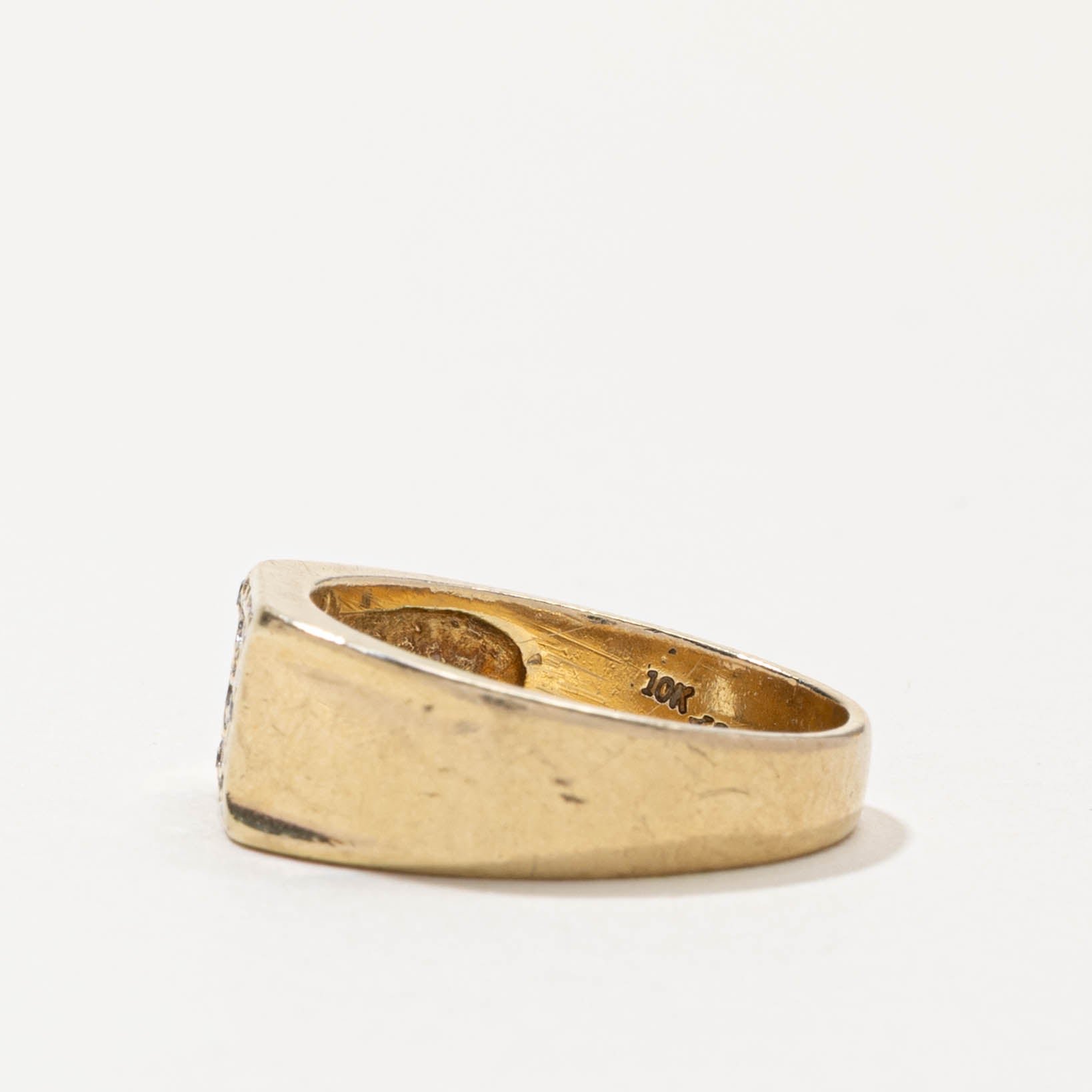 10k Diamond "E" Initial Band | SZ 8