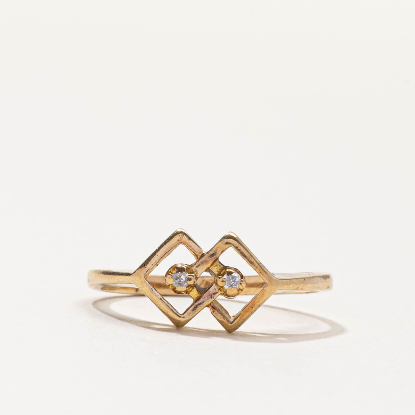10k Two Stone Diamond Geometric Ring | SZ 6.25