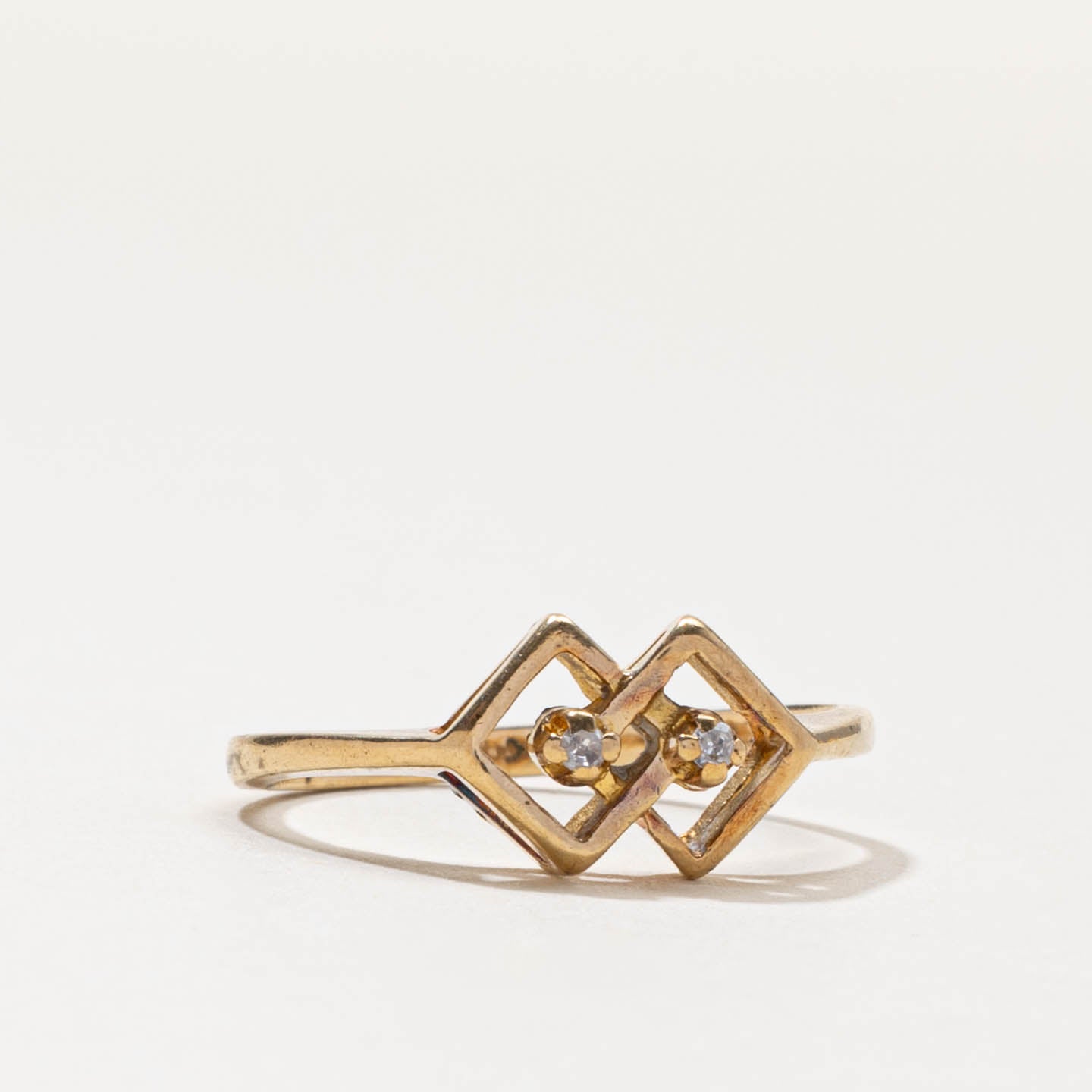 10k Two Stone Diamond Geometric Ring | SZ 6.25