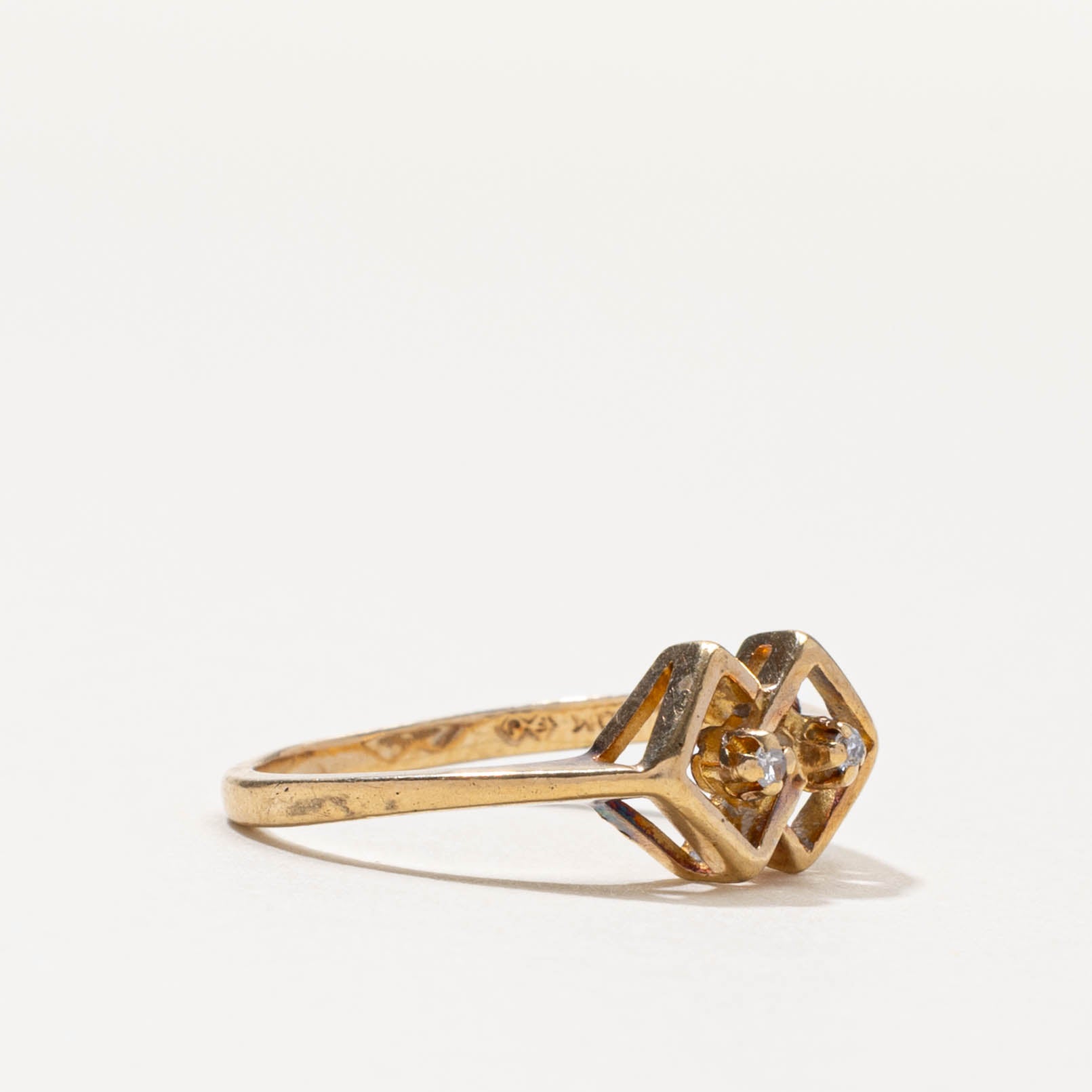 10k Two Stone Diamond Geometric Ring | SZ 6.25