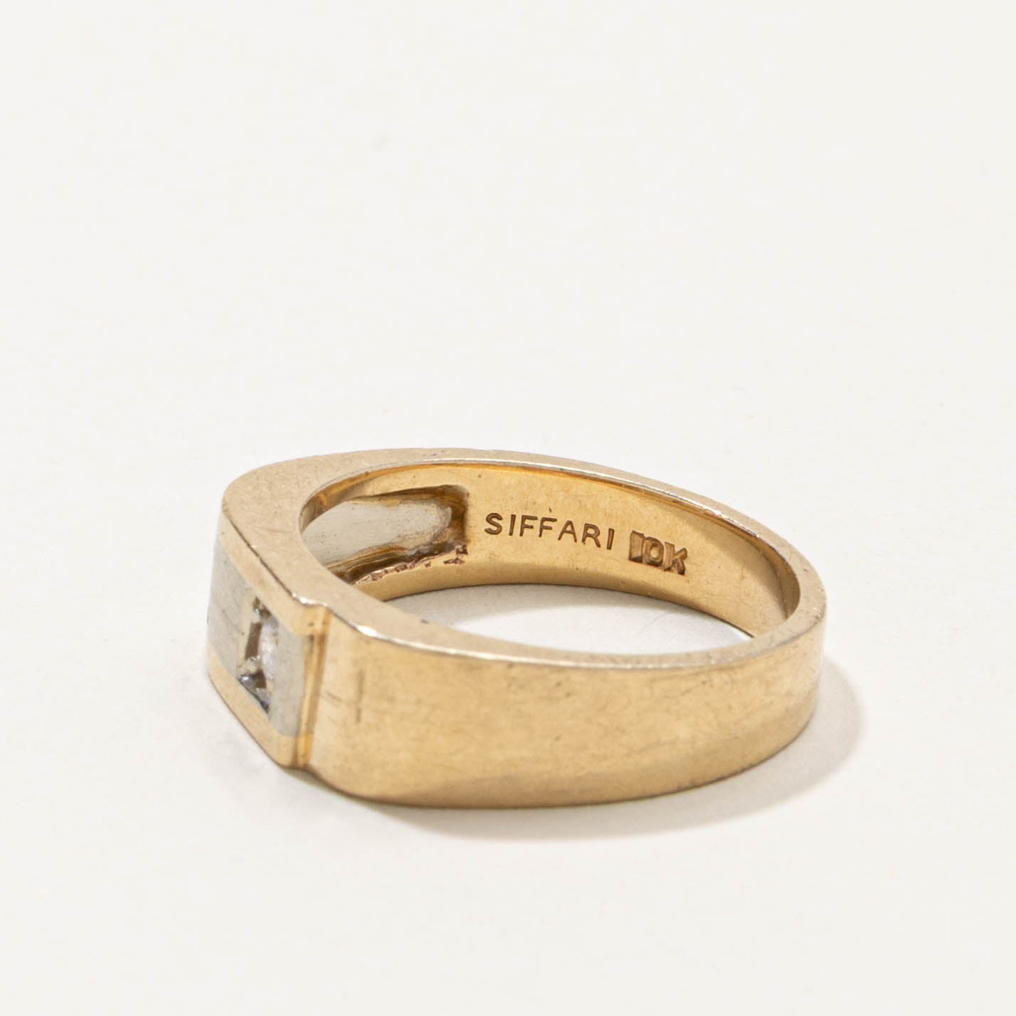 10k Two Tone Diamond Soft Square Band | SZ 6.25