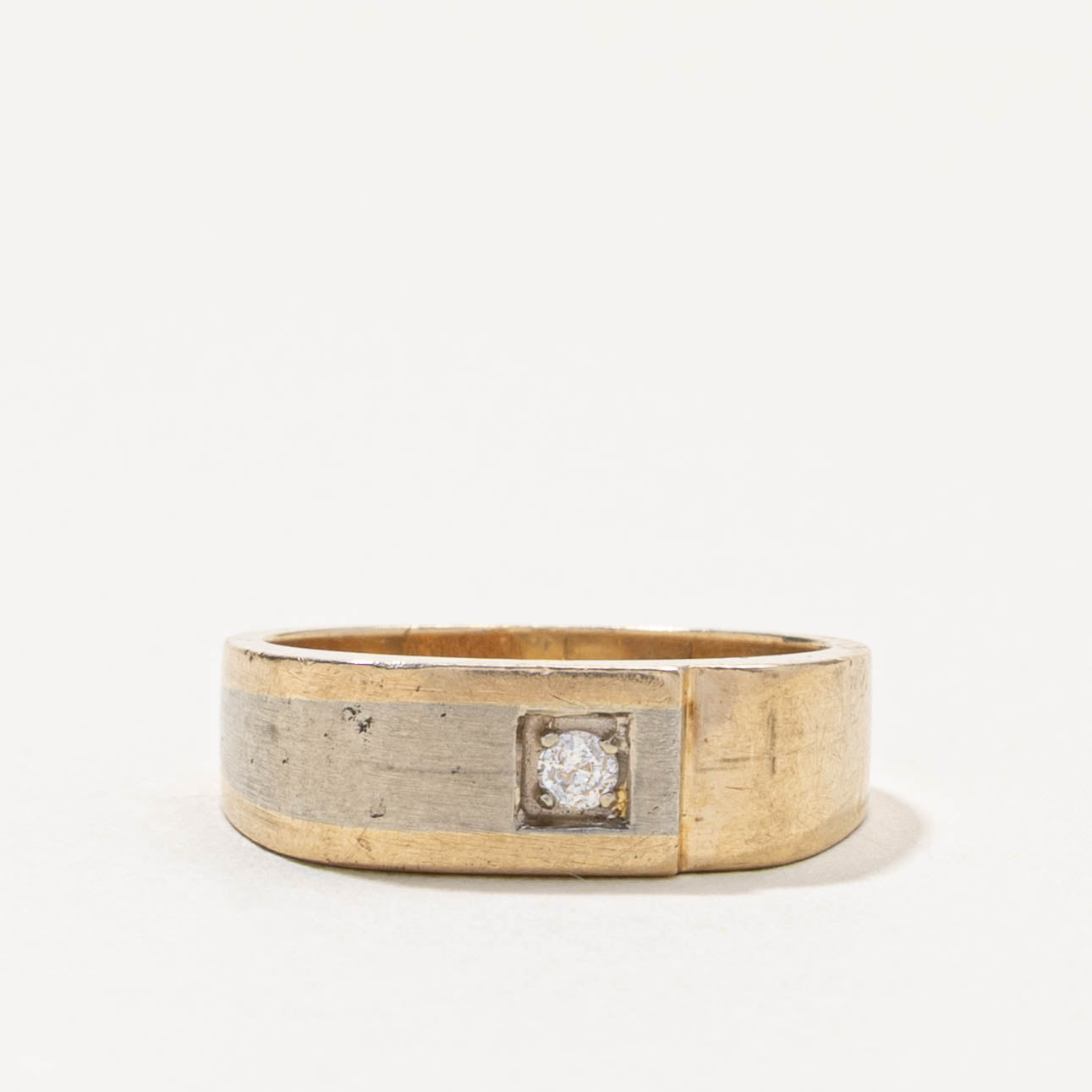 10k Two Tone Diamond Soft Square Band | SZ 6.25