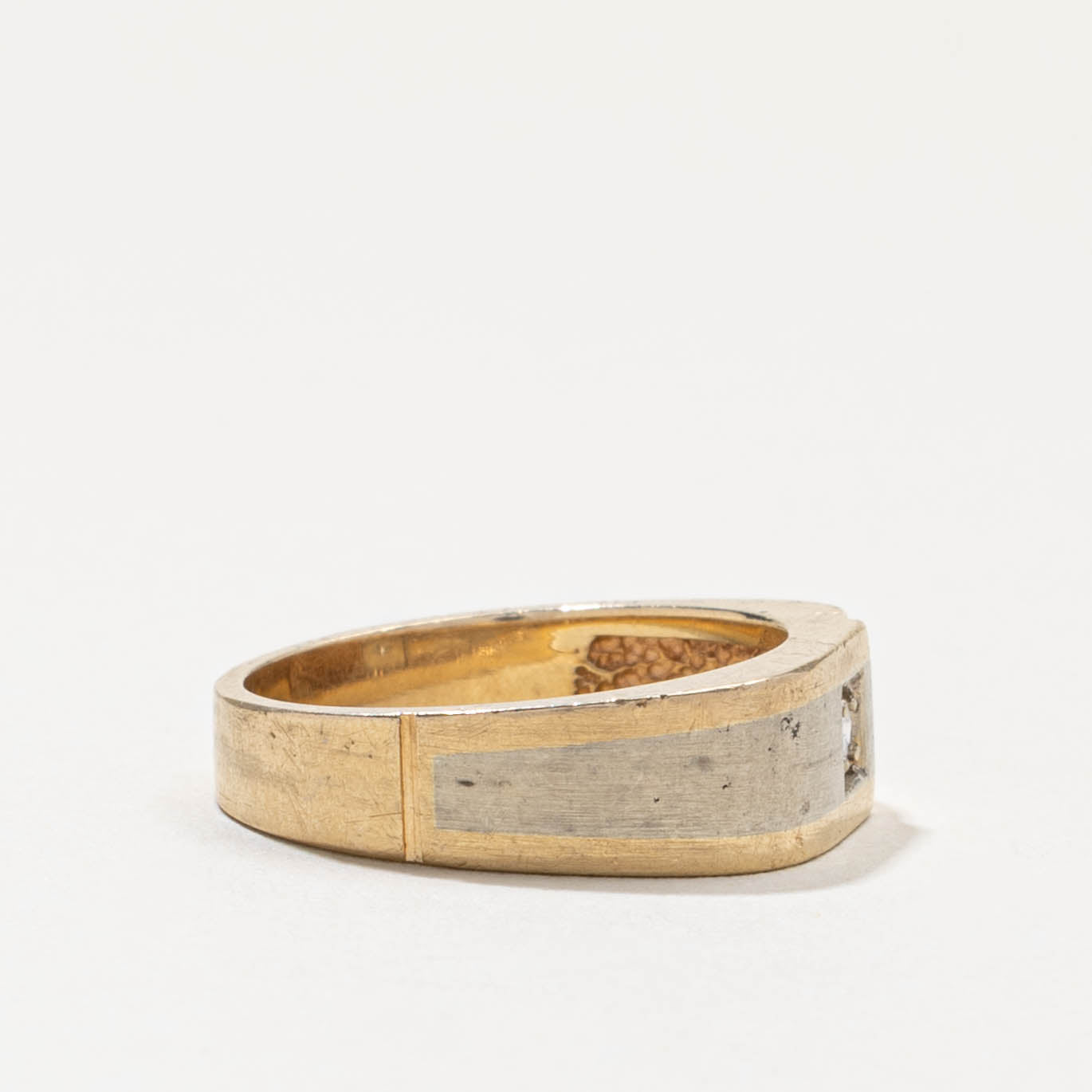 10k Two Tone Diamond Soft Square Band | SZ 6.25