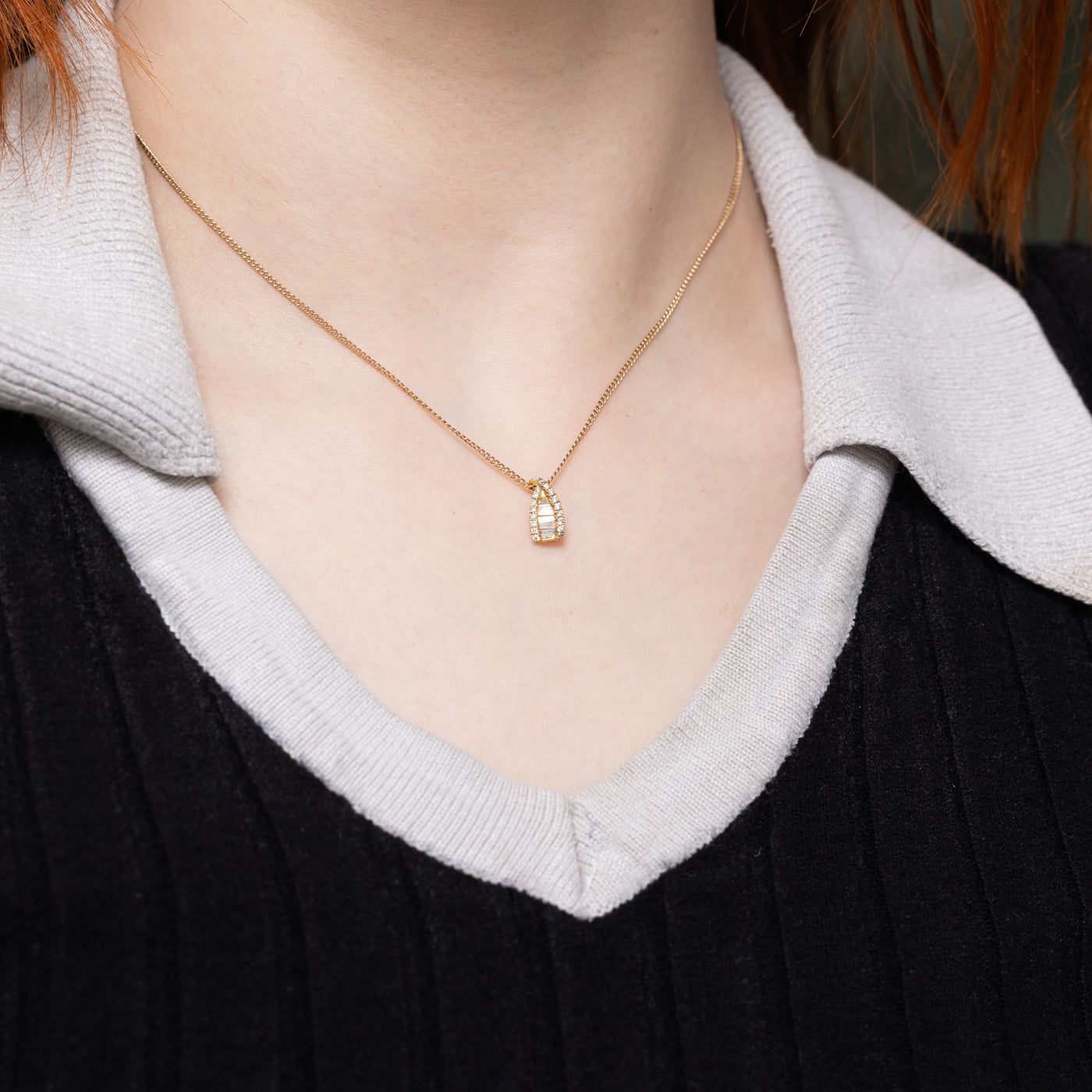 18k Mixed Cut Diamond Geometric Pendant | 0.18ctw