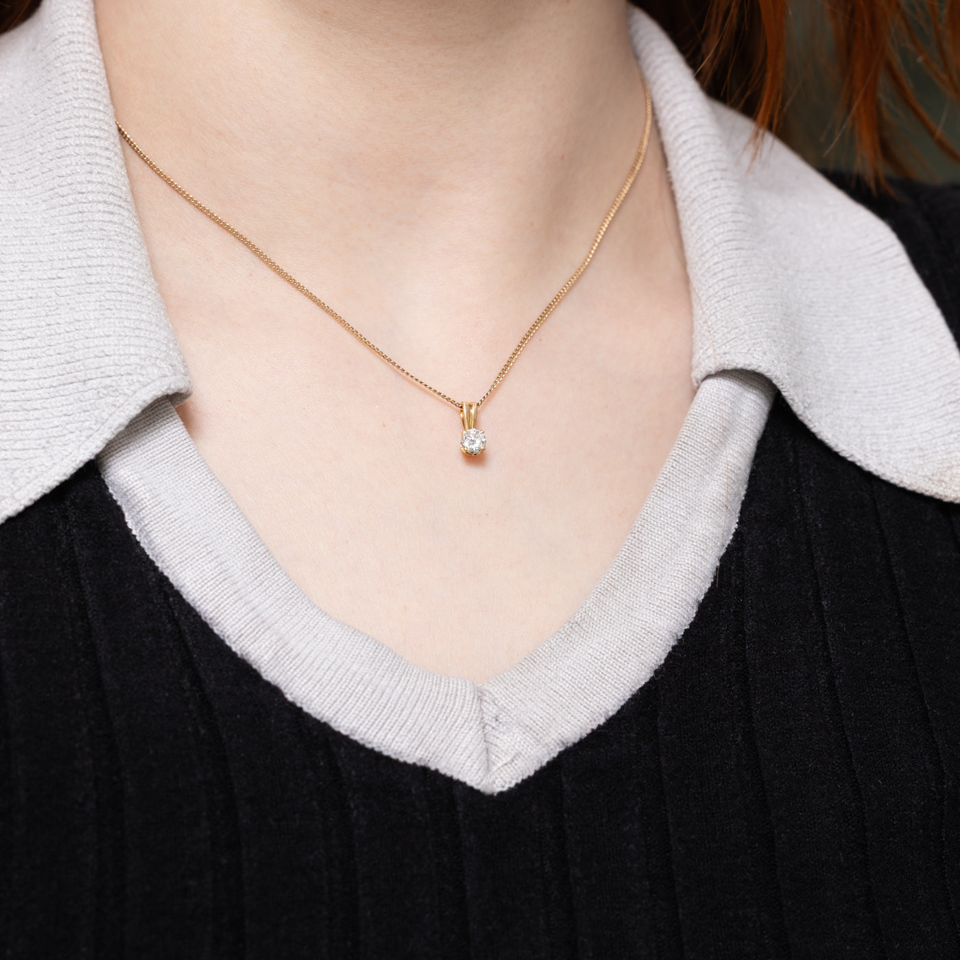 18k Solitaire Diamond Pendant | 0.42ct VS1/VS2 F