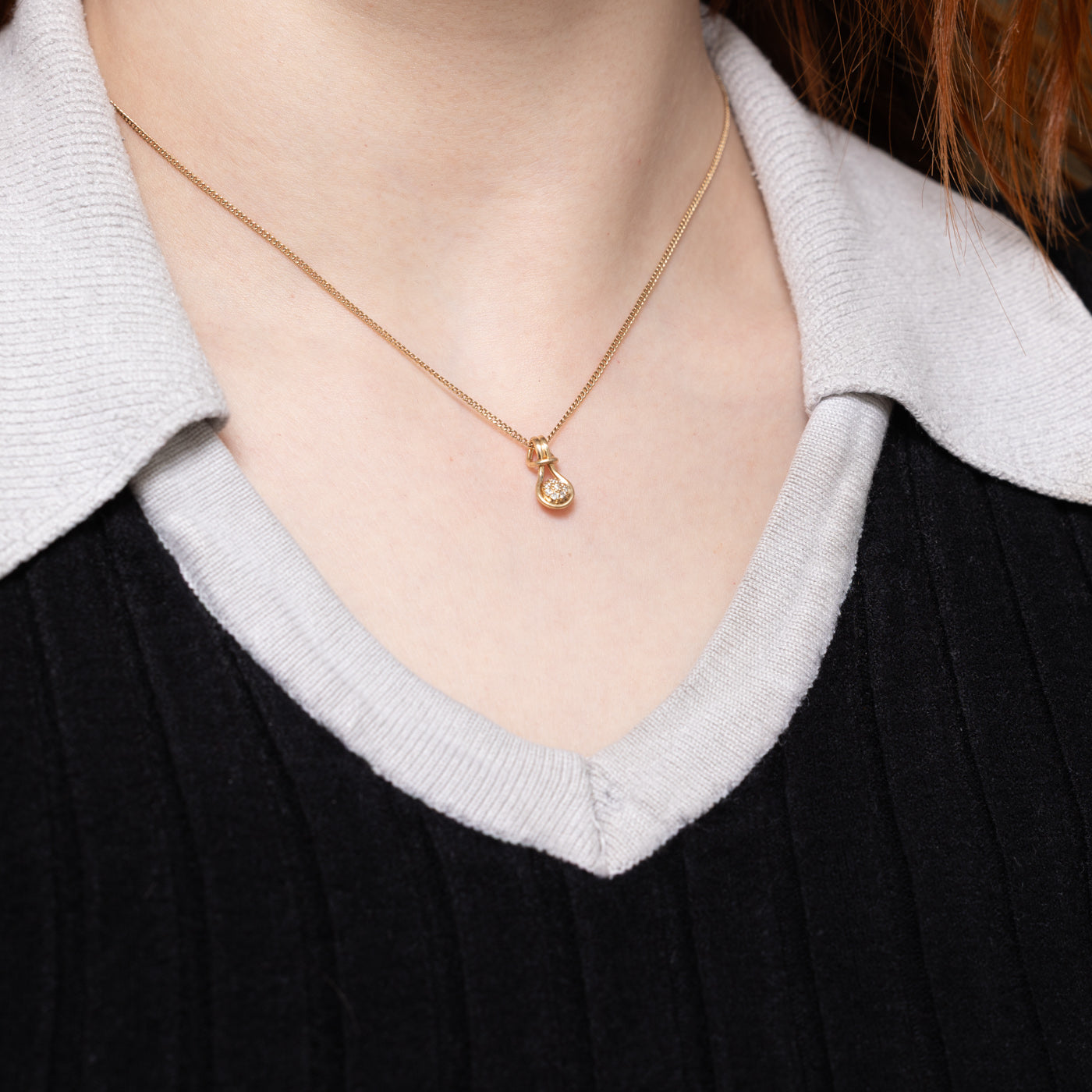 14k Diamond Circle Cluster Pendant | 0.03ctw