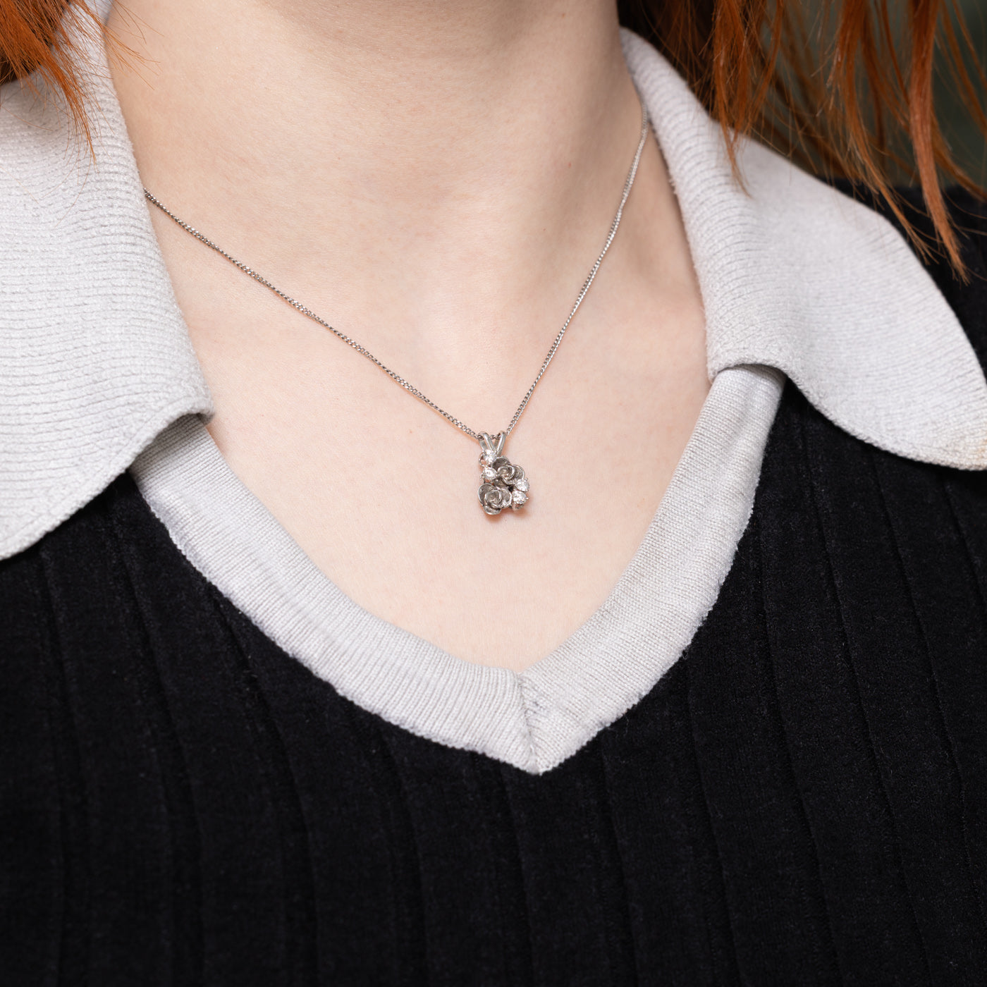 14k Diamond Accented Floral Pendant | 0.36ctw