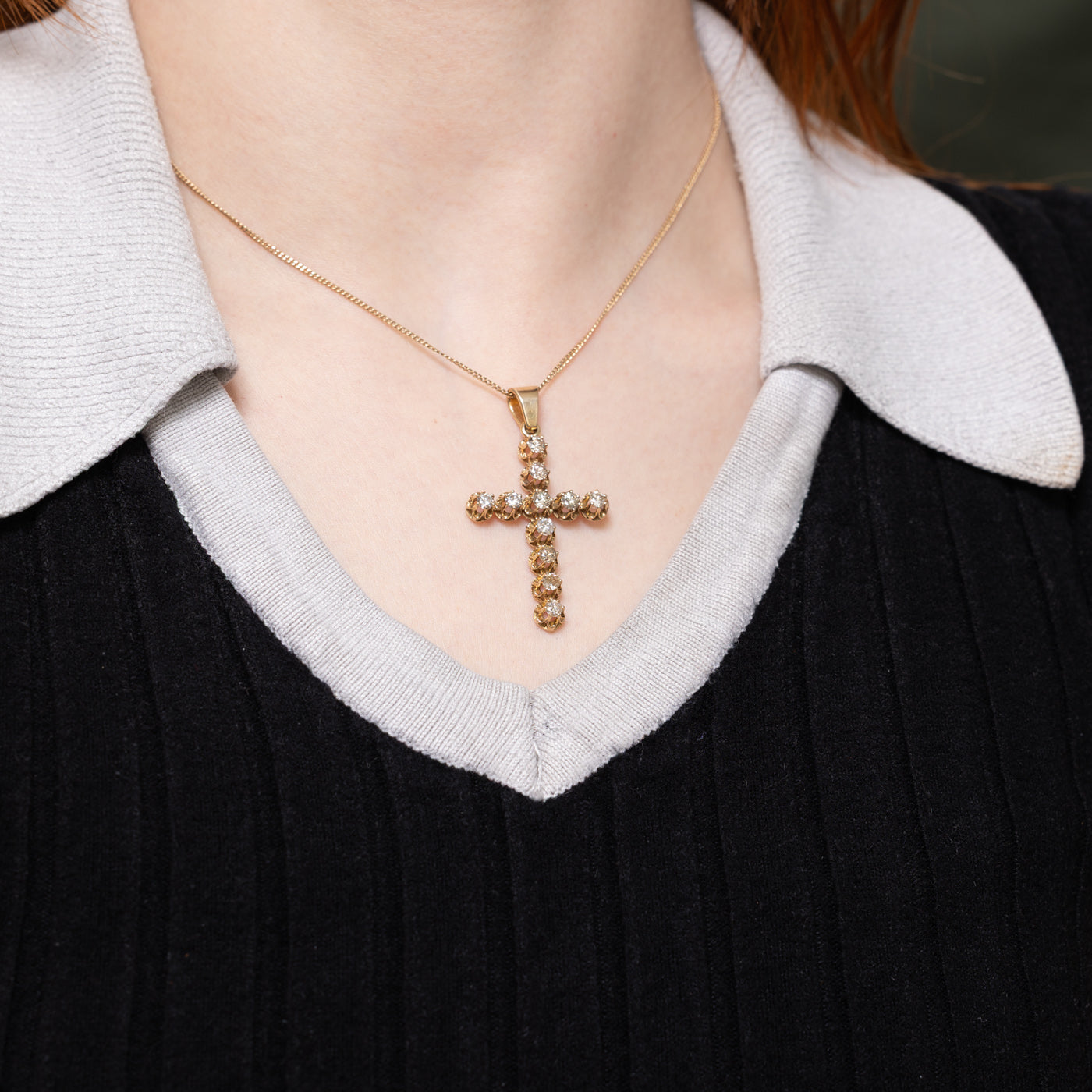 14k Diamond Cross Pendant | 1.48ctw