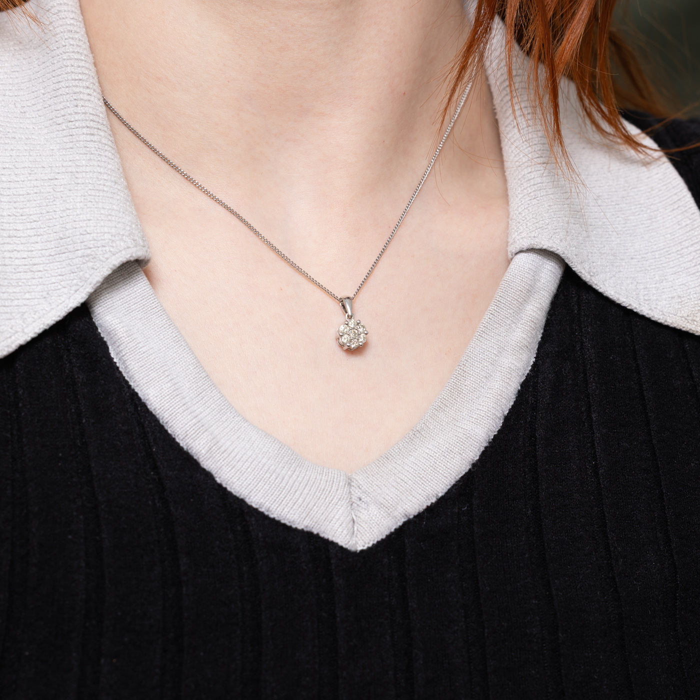 14k Diamond Cluster Pendant | 0.35ctw