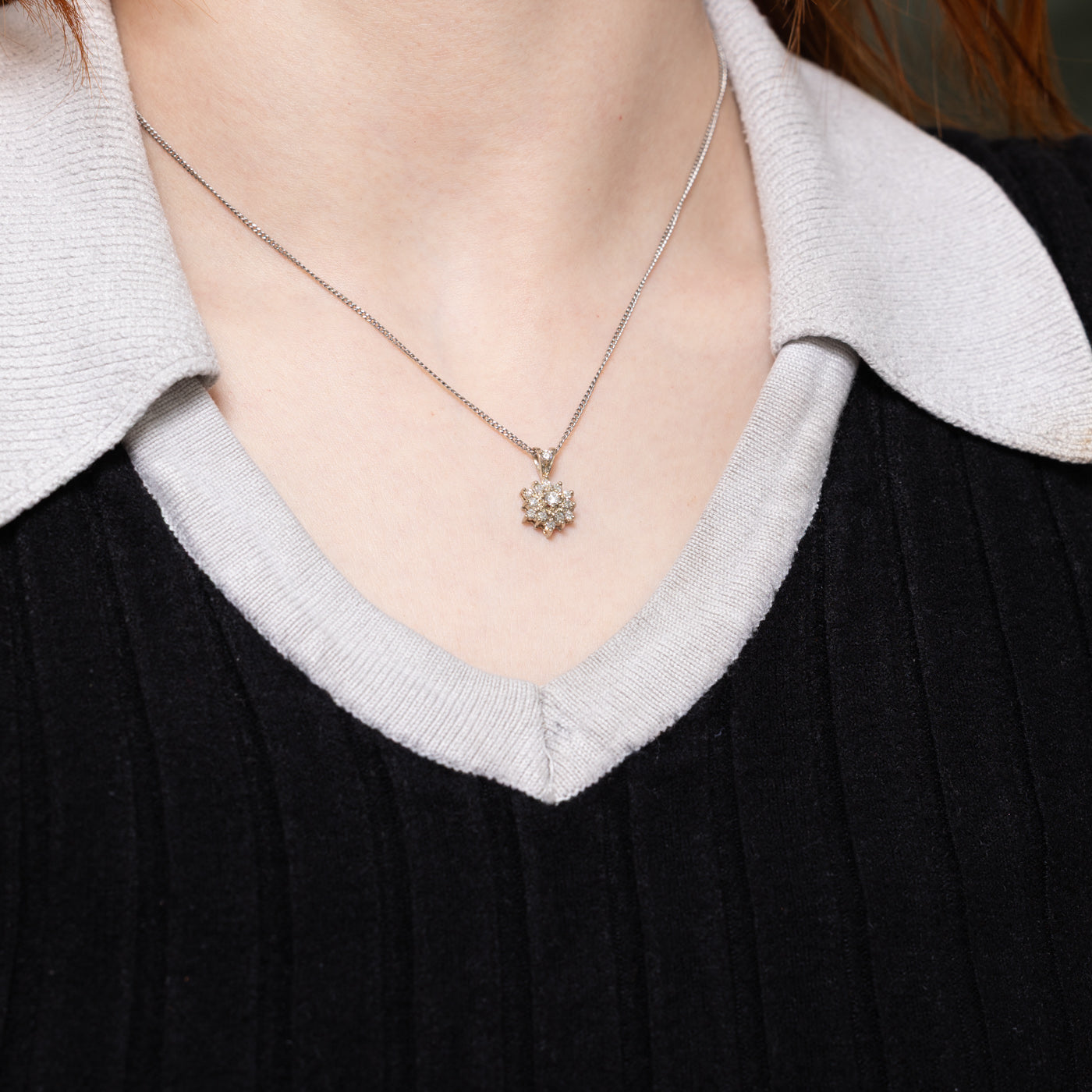 14k Diamond Petal Cluster Pendant | 0.26ctw